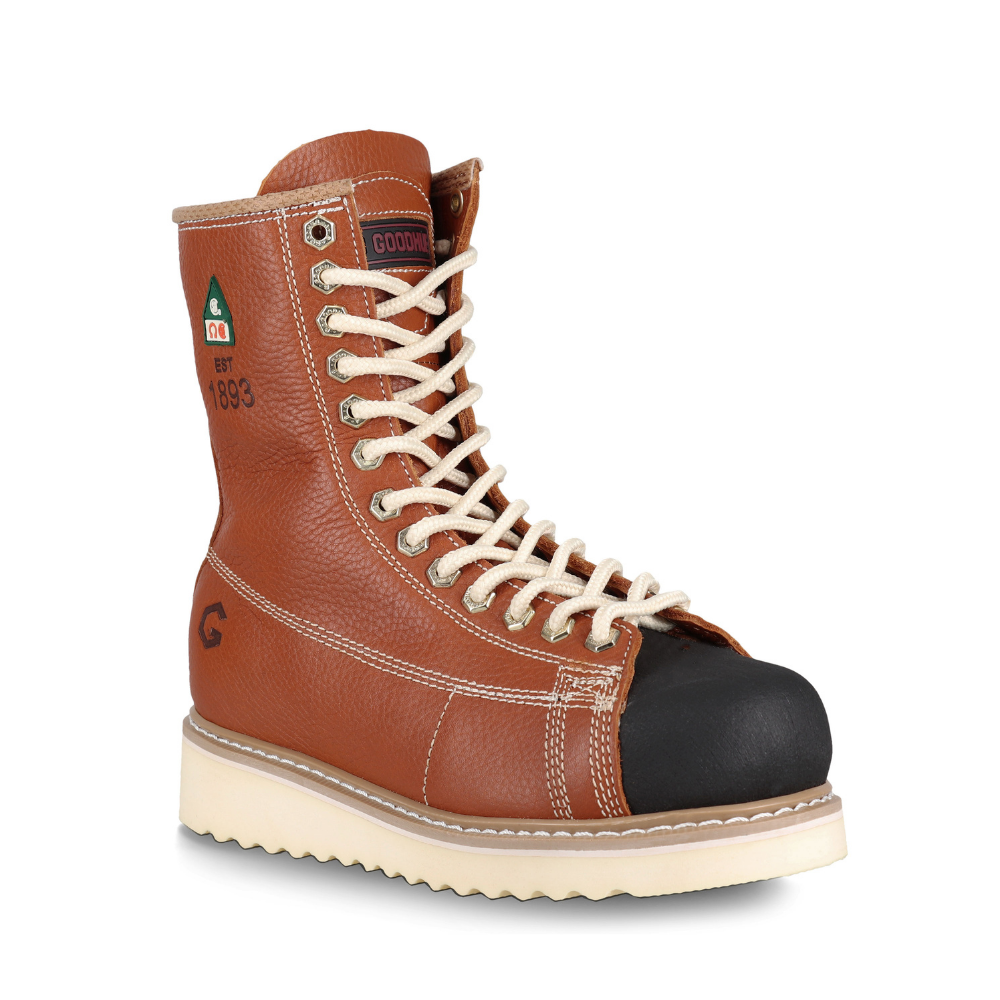 JB Goodhue Ironworker Men's 8 Steel Toe Work Boots - Tan 00801 - Durable Safety Shoes for Construction, Warehouse & Outdoor Work