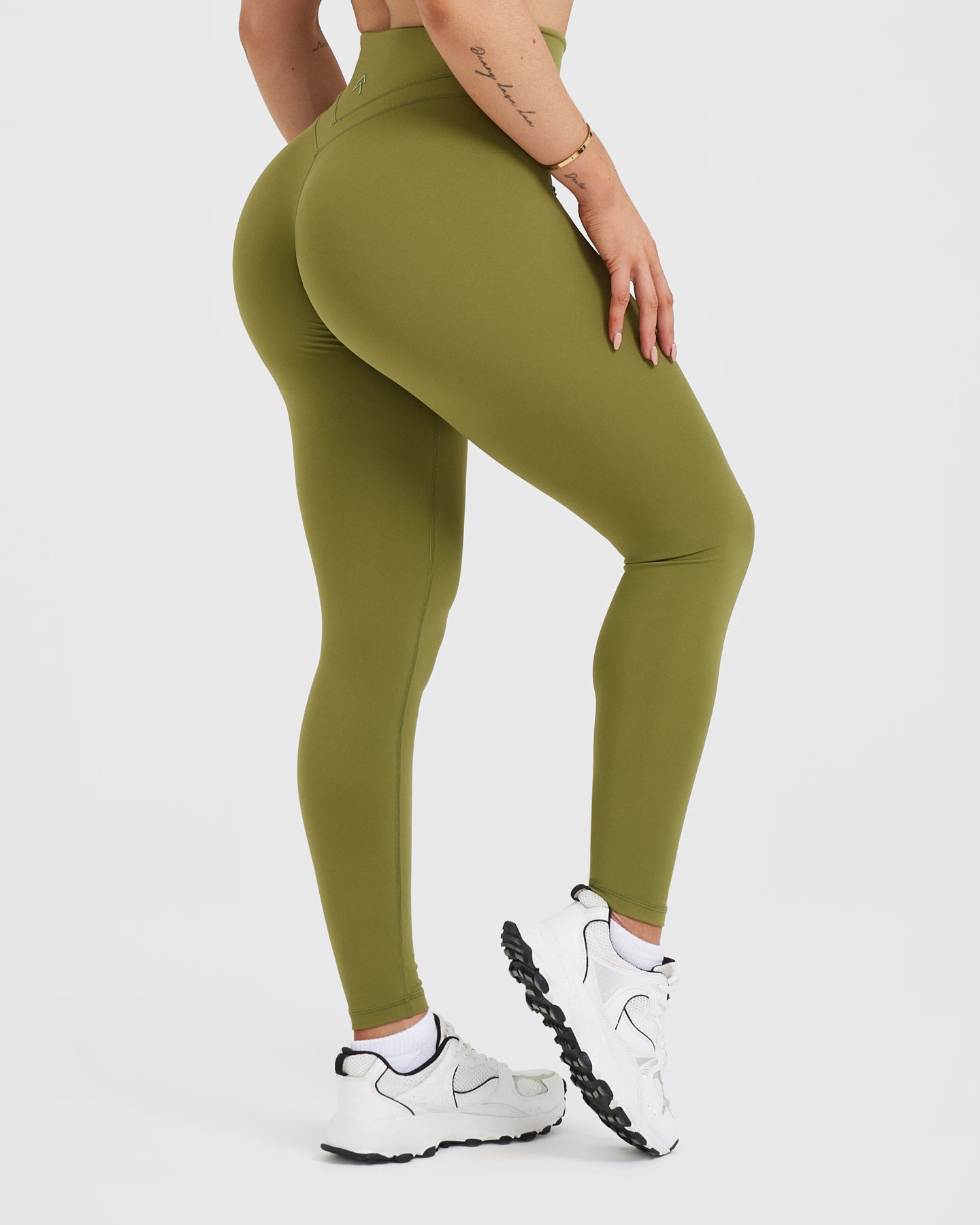High Waisted Leggings for Women - Olive Green Yoga Pants with Tummy Control | Perfect for Workout, Yoga & Everyday Wear