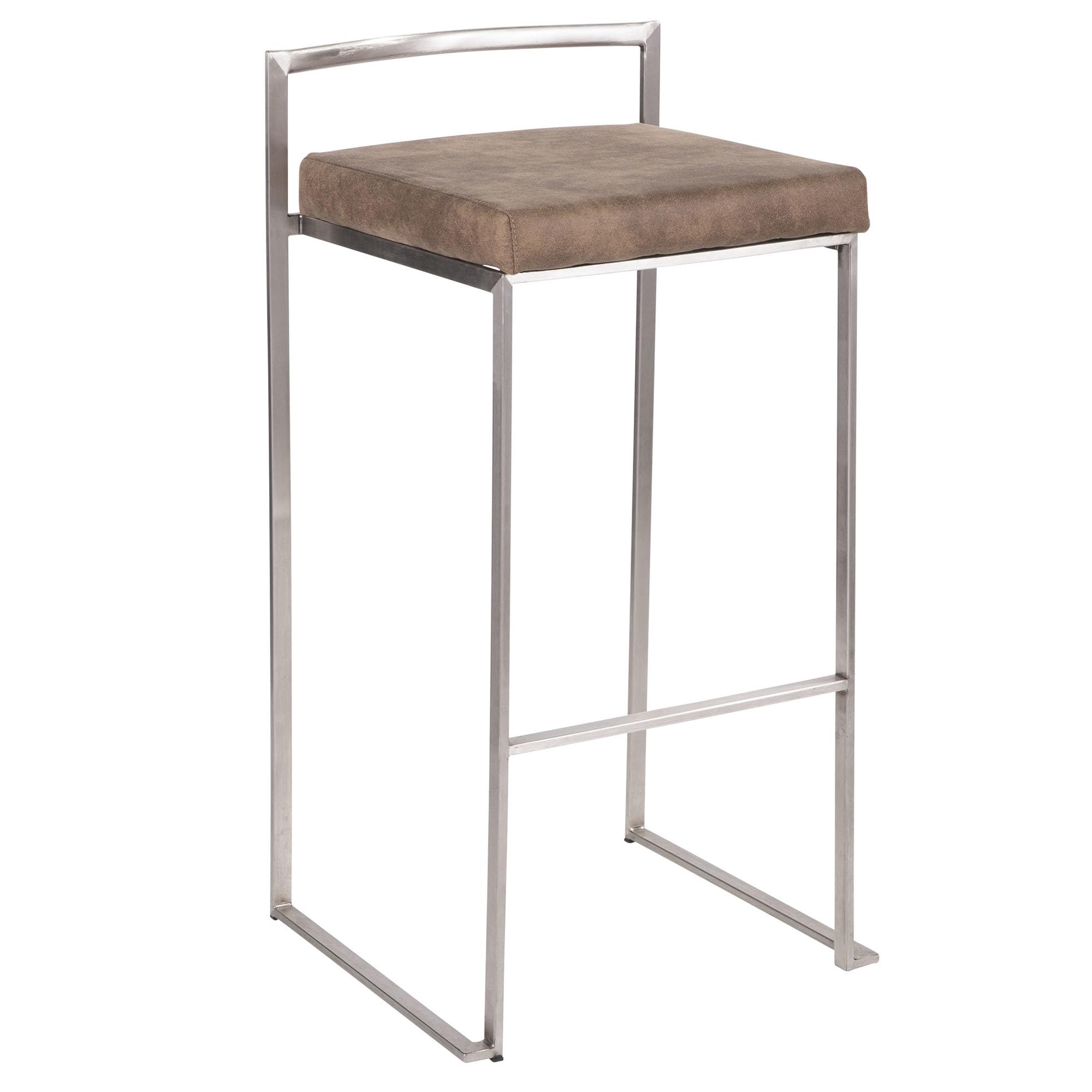 Fuji Stacker Bar Stool Set of 2 - Modern Counter Height Bar Chairs with Backrest - Perfect for Kitchen Island, Home Bar & Dining Room Decor