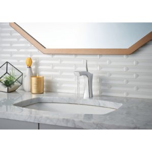Delta 552LF-MPU Tesla Single Handle Bathroom Faucet in Chrome - Modern Waterfall Spout Design with Metal Drain Assembly for Bathroom Sink - Perfect for Contemporary Home, Hotel, and Spa Decor