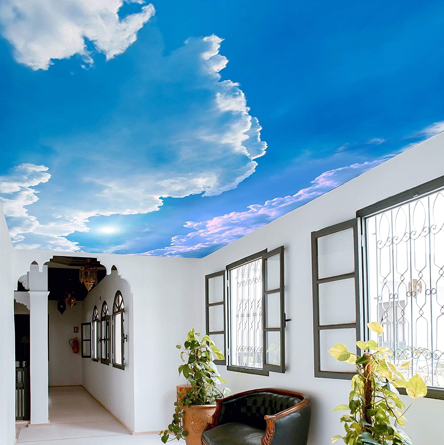 Blue Sky and Clouds Self-Adhesive Wall Mural (40X60 Inches) - Peel & Stick Removable Wallpaper with Natural Scenery Design - Easy Installation for Living Room, Bedroom, Kitchen Decor - Wall-Safe Home Decoration for Relaxing Spaces & Nursery Rooms