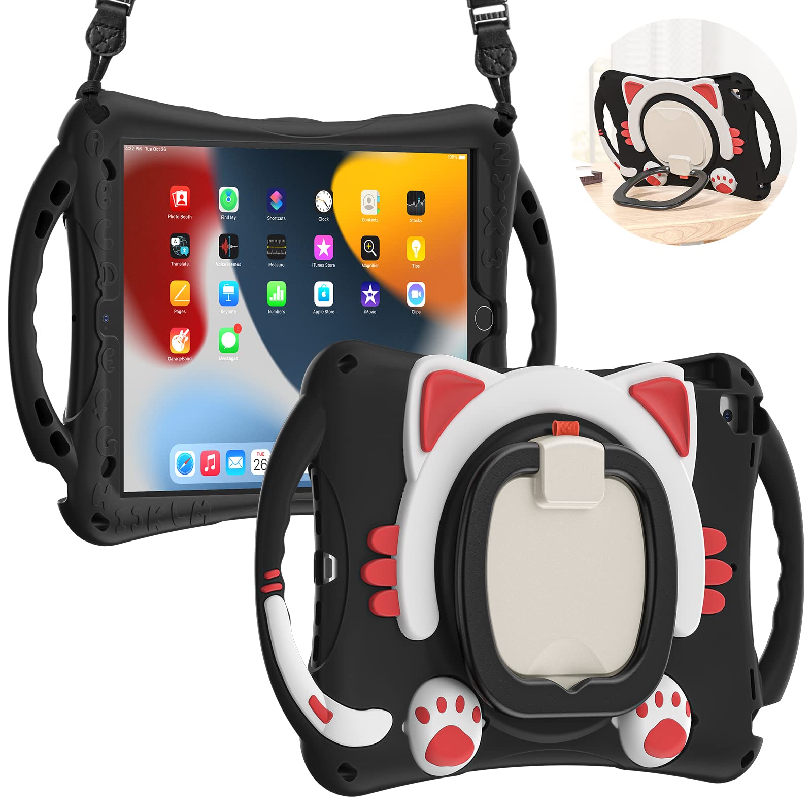 BRAECN Cute Cat Silicone Case for iPad 9th/8th/7th Gen 10.2