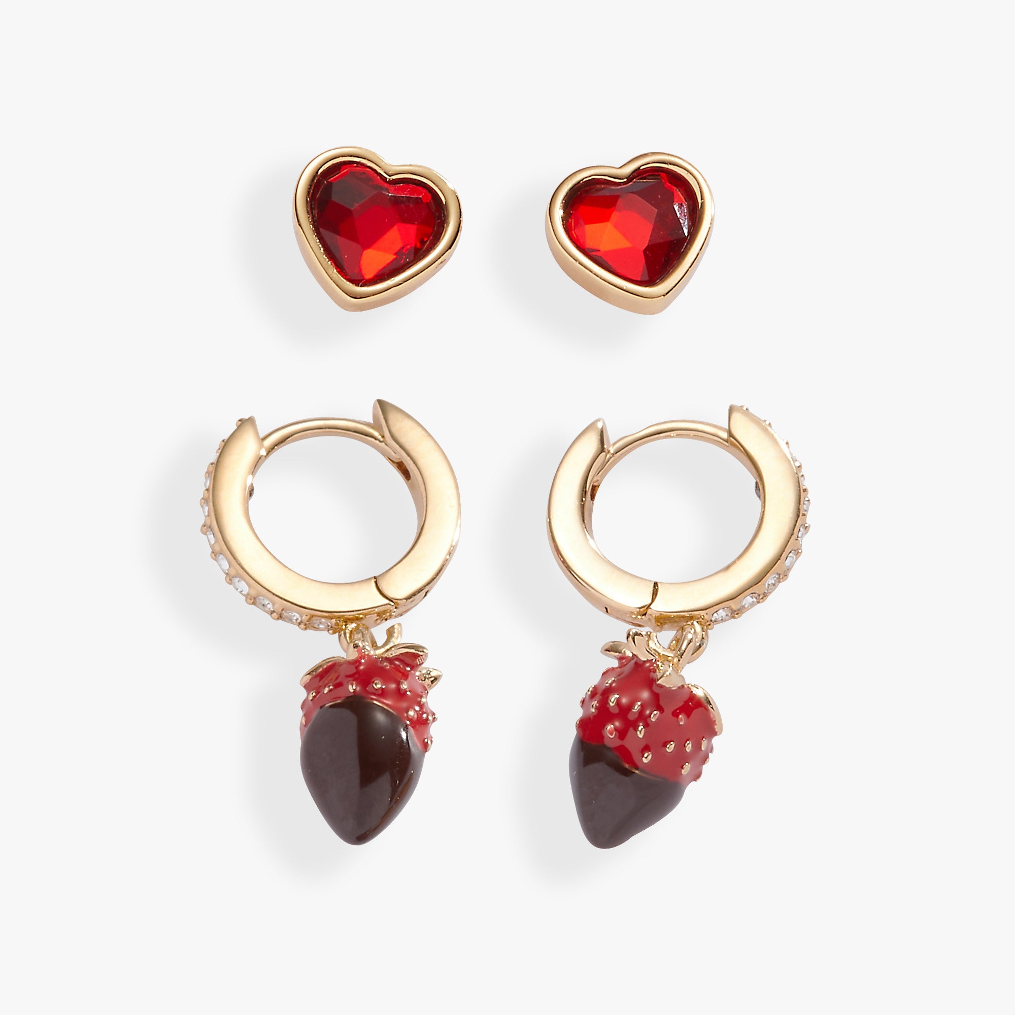 Chocolate Covered Strawberry Stud Earrings for Women - Sweet & Cute Dangle Earrings Set of 2 - Perfect for Valentine's Day, Birthday Gifts & Everyday Wear