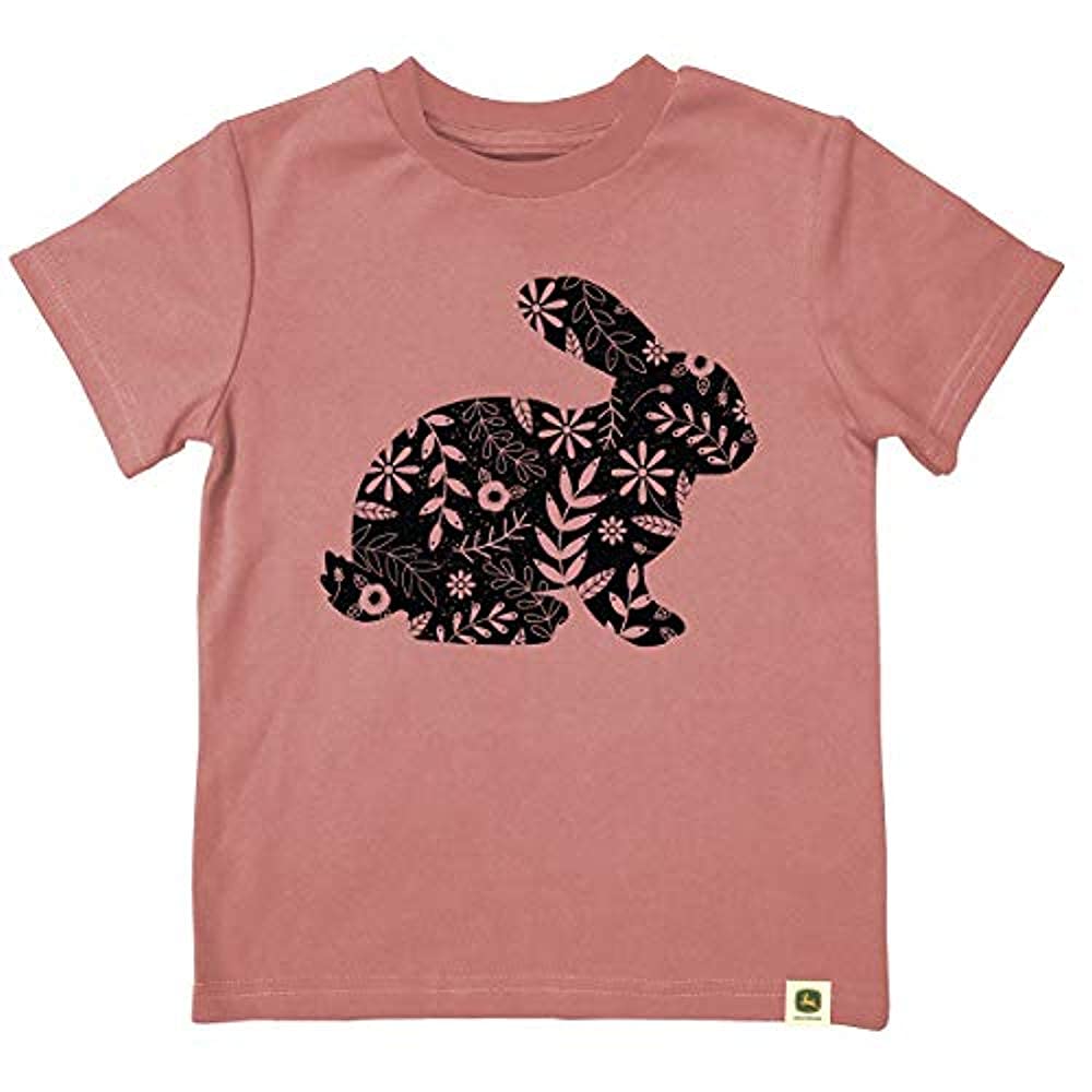 John Deere Do Good Today Baby Infant Floral Bunny Short Sleeve T-Shirt - Dusty Rose | Cute Spring Outfit for Boys & Girls | Playtime, Photos & Special Occasions
