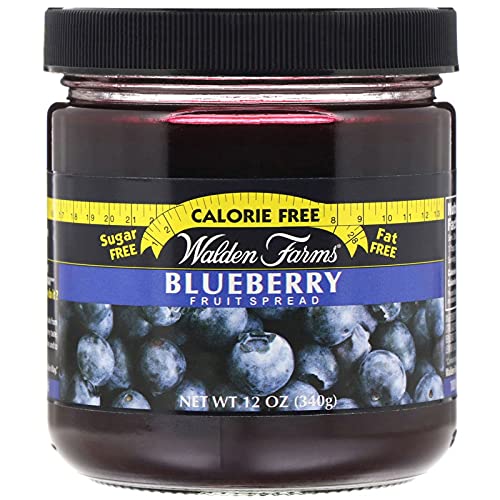 Walden Farms Sugar Free Blueberry Fruit Spread - 12 oz Jar | Low Calorie, Gluten Free & Vegan Friendly | Perfect for Toast, Yogurt & Baking