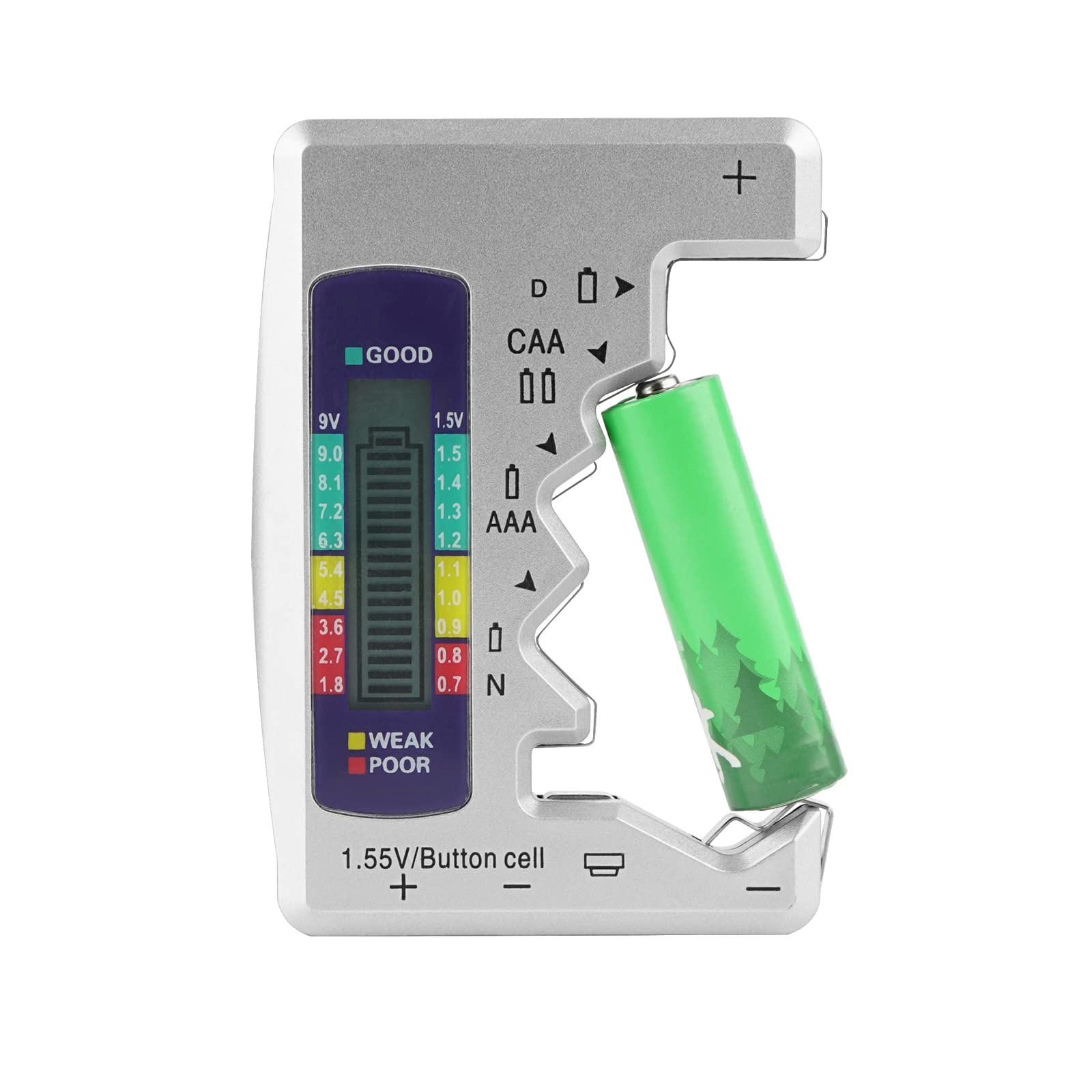 Universal LCD Battery Tester - AA AAA C D 9V 1.5V Button Cell Battery Capacity Checker for Household Use | Perfect for Home, Office & Emergency Kits