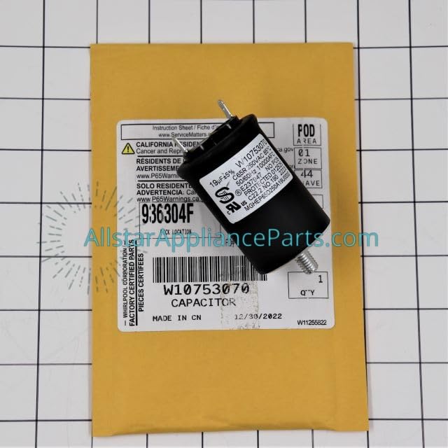 Allstar Appliance Parts W11662065 Dishwasher Capacitor Replacement - Compatible with Whirlpool, Maytag, KitchenAid - Perfect for Dishwasher Repair & Maintenance