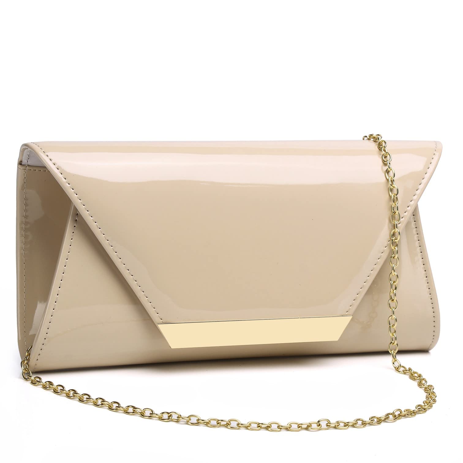 Nude Clutch Purse for Women | Red & Black Patent Leather Envelope Handbag | Wedding, Party, Gift, Travel Accessory | Perfect for Evening Events & Special Occasions