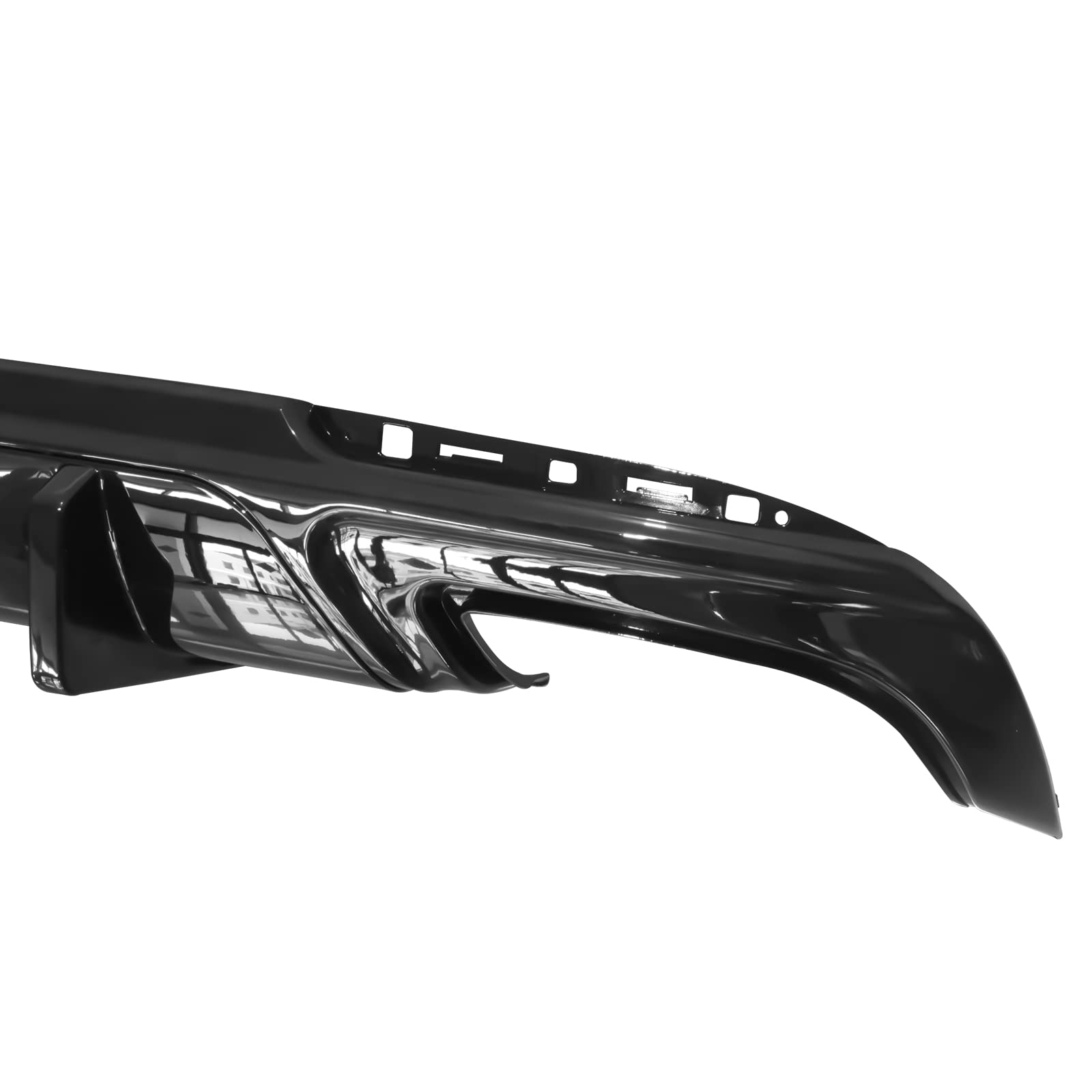 FREEMOTOR802 Rear Diffuser Compatible with 2015-2023 Chrysler 300 | IKON V1 Style Gloss Black PP Bumper Lip Valance | 2PC Shark Fin Splitter Set for Enhanced Aerodynamics & Sporty Look