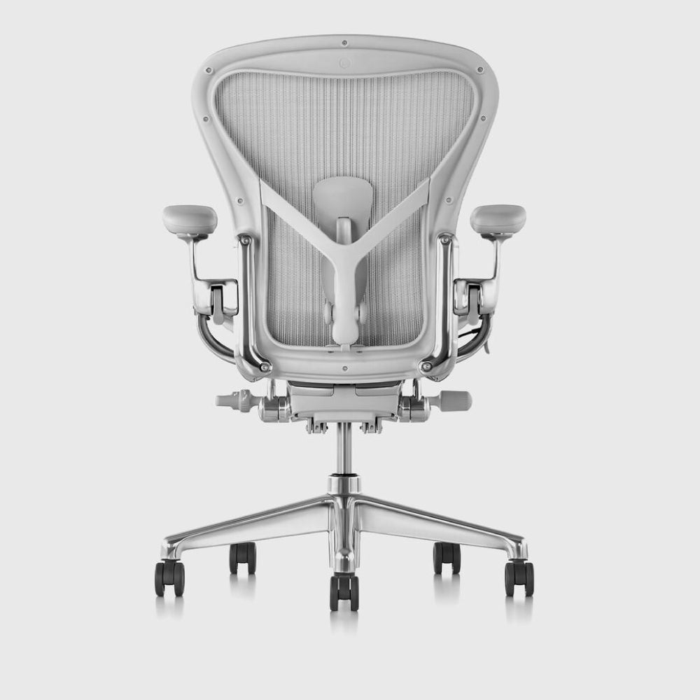 Herman Miller Aeron Chair Remastered - Ergonomic Office Chair with Mineral Finish & Polished Aluminum Frame - Perfect for Home Office, Gaming, and Workspace Comfort