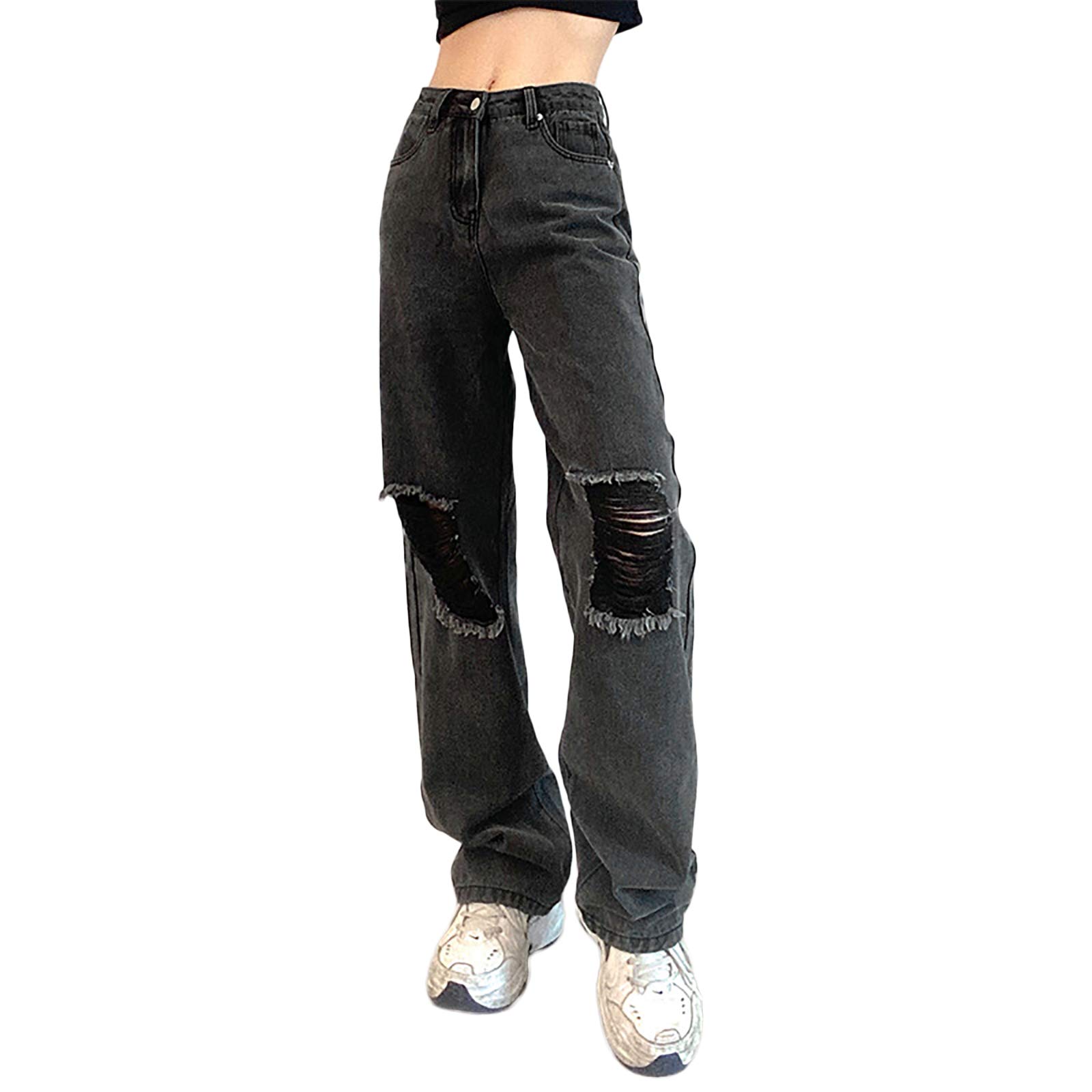 Women's High Waisted Mom Jeans - Vintage Baggy Boyfriend Jeans with Ripped Details | Wide Leg Streetwear Pants for Casual Outfits & Trendy Looks