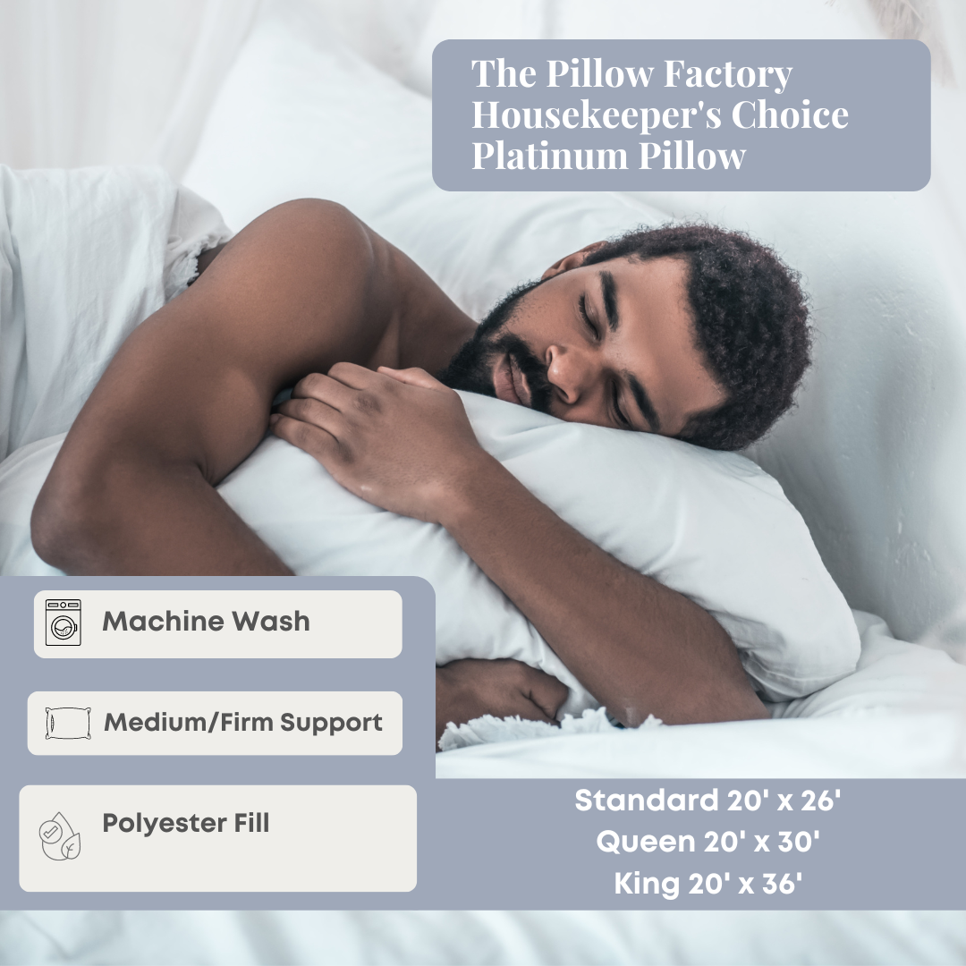 The Pillow Factory Housekeeper's Choice Platinum Pillow - Premium Comfort for Side, Back & Stomach Sleepers - Ideal for Home, Hotel & Guest Room Use