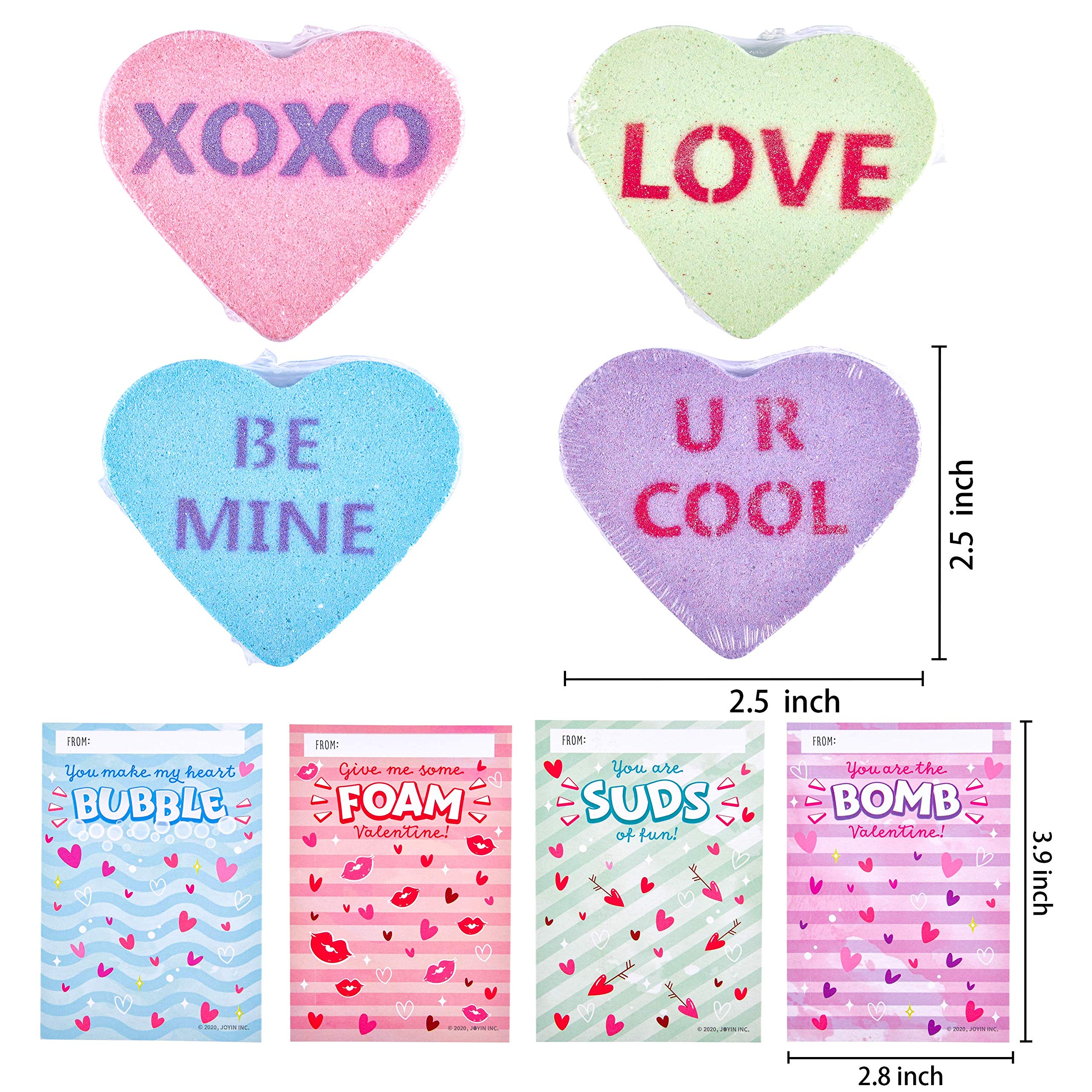 JOYIN 12 Pack Heart Shaped Bath Bombs with Valentine's Day Cards - Kids Party Favors, DIY Gifts for Her, Romantic Gifts for Couples - Perfect for Spa Nights, Birthday Celebrations & Holiday Gifting