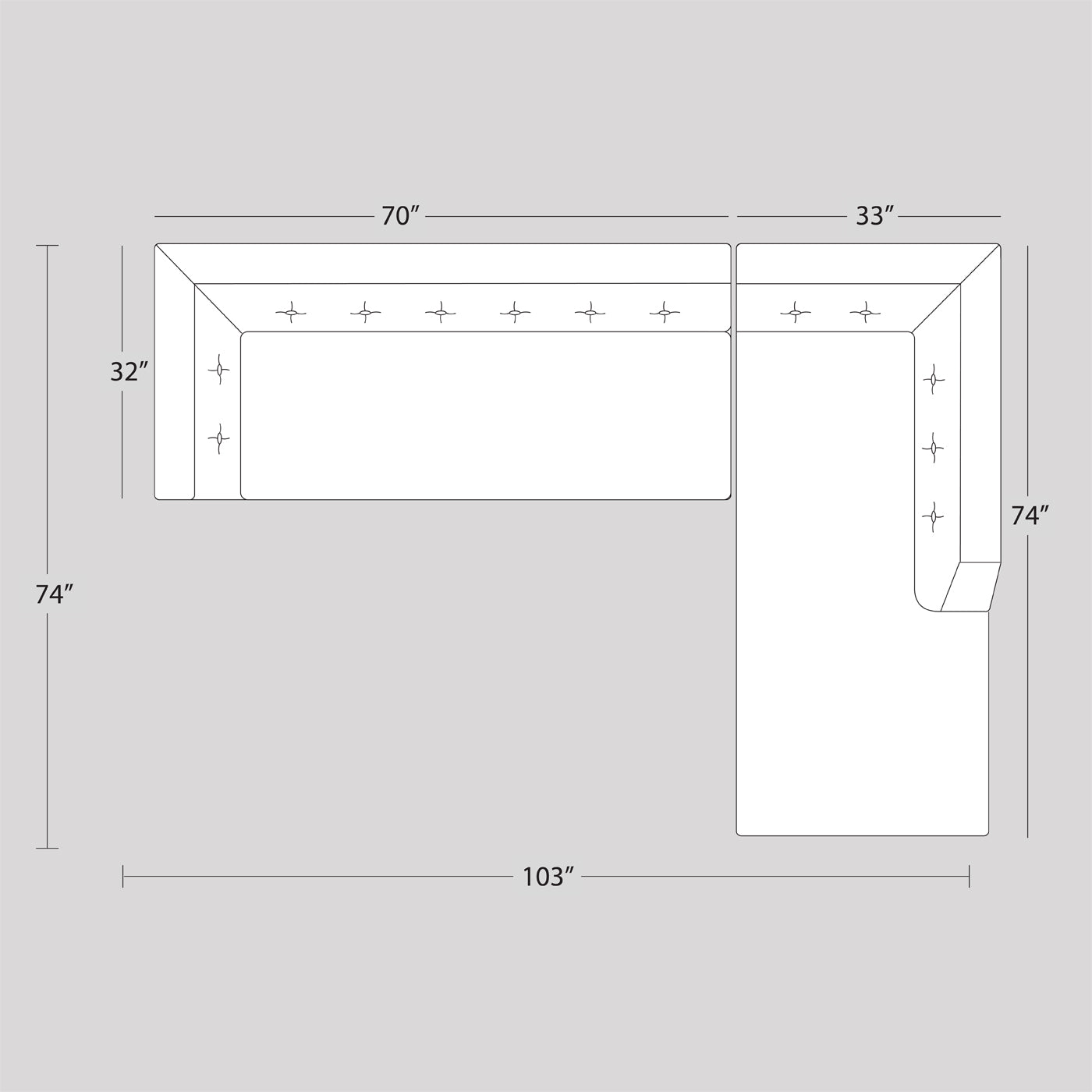 Danner Right Arm Facing Sectional Sofa - Modern L-Shaped Couch for Living Room, Family Room & Home Theater Comfortable Seating