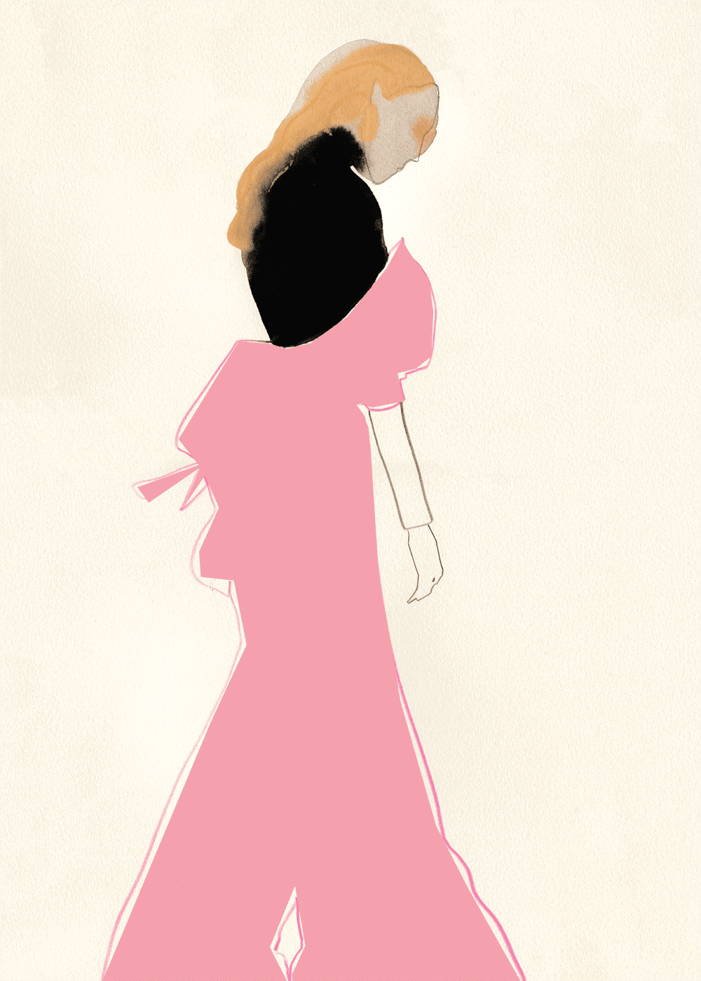 PAPER COLLECTIVE AMELIE HEGARDT Pink Dress Art Print Poster - 50x70cm (20x28in) Scandinavian Wall Decor for Living Room, Bedroom & Office
