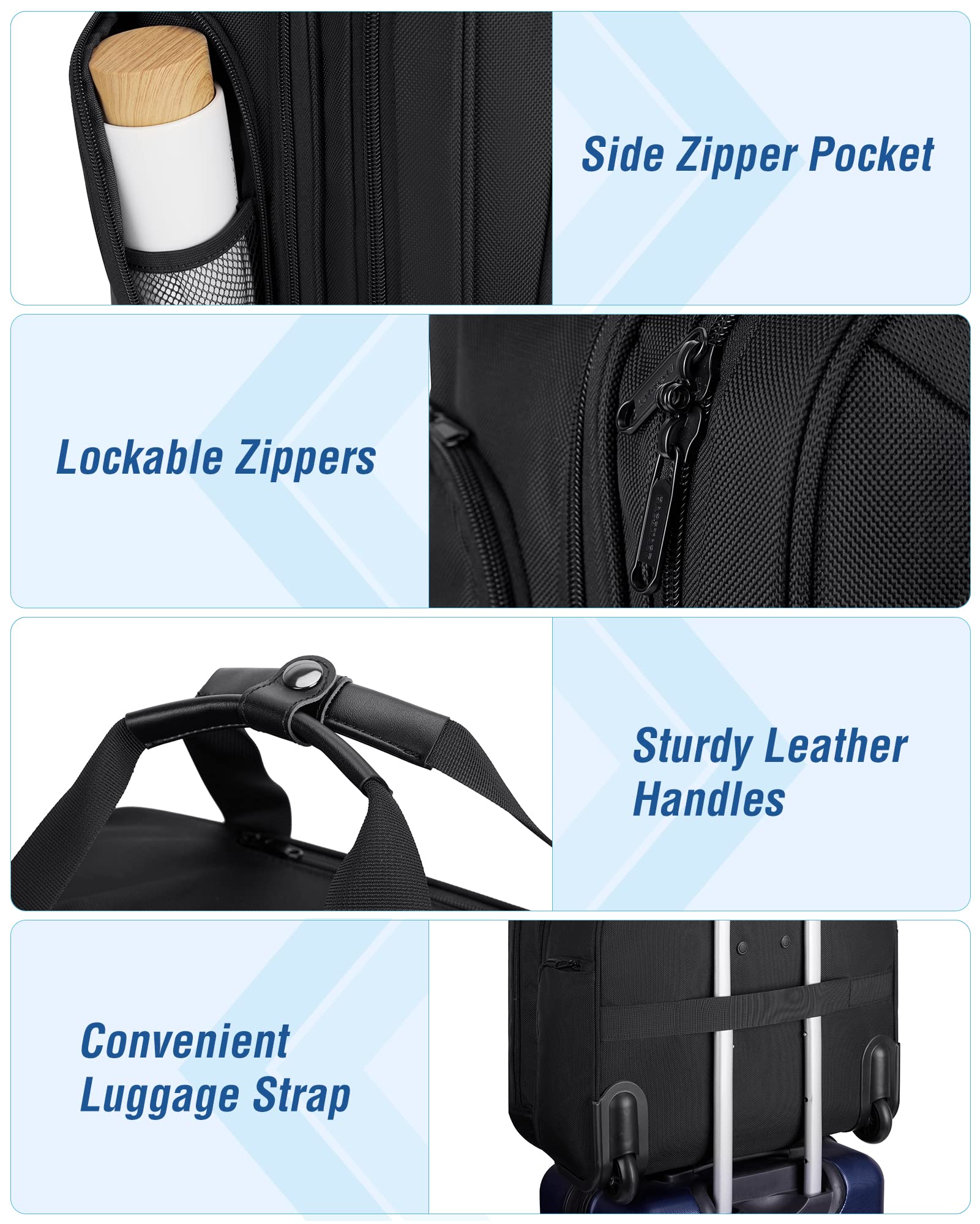 BAGSMART 17.3 Inch Rolling Laptop Briefcase with Wheels - Large Unisex Business Travel Computer Bag for Men & Women - Durable Carry-On Luggage for Airplane & Office Commute - Black