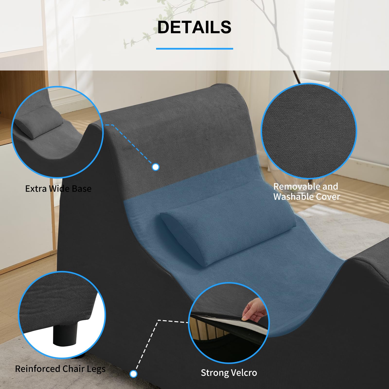 PUREMIND Ergonomic Chaise Lounge Chair with Pillow - Zero Gravity Recliner for Relaxing, Working & Reading - Perfect for Living Room, Bedroom, Study & Office - Comfortable Lounge Chair for Home & Workspace
