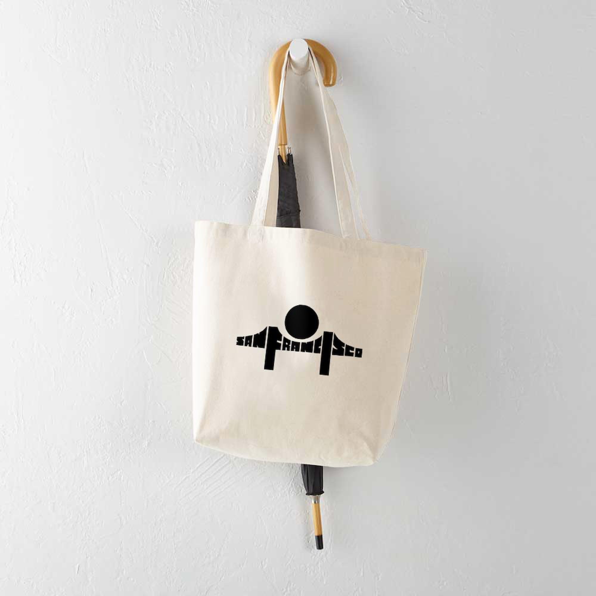 San Francisco Tote Bag - Natural Canvas Reusable Shopping Bag for Groceries, Beach & Travel | Eco-Friendly Cotton Tote with Premium Print