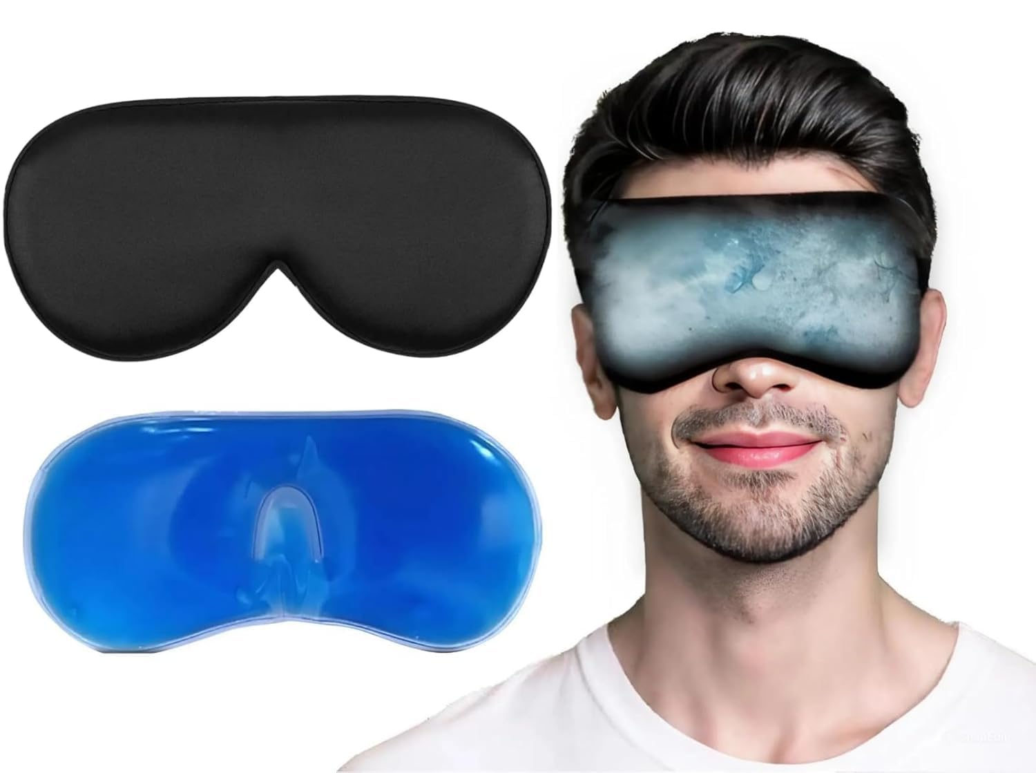 DENFY Cooling Gel Eye Mask - Soothing Ice Gel Pads for Dark Circles, Redness & Pain Relief - Reusable Eye Patches for Women & Men - Perfect for Migraines, Puffy Eyes & Post-Workout Recovery