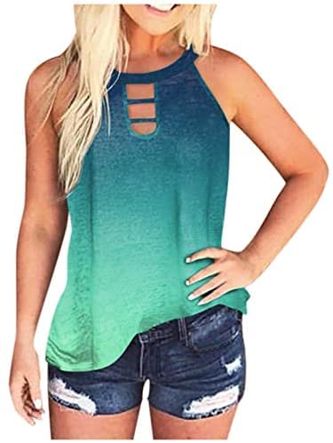 Women's Sexy Casual Summer Tank Top - 2022 Crewneck Sleeveless Color Block Tee Shirt | Fashion Blouse & Workout Top for Gym, Beach & Everyday Wear