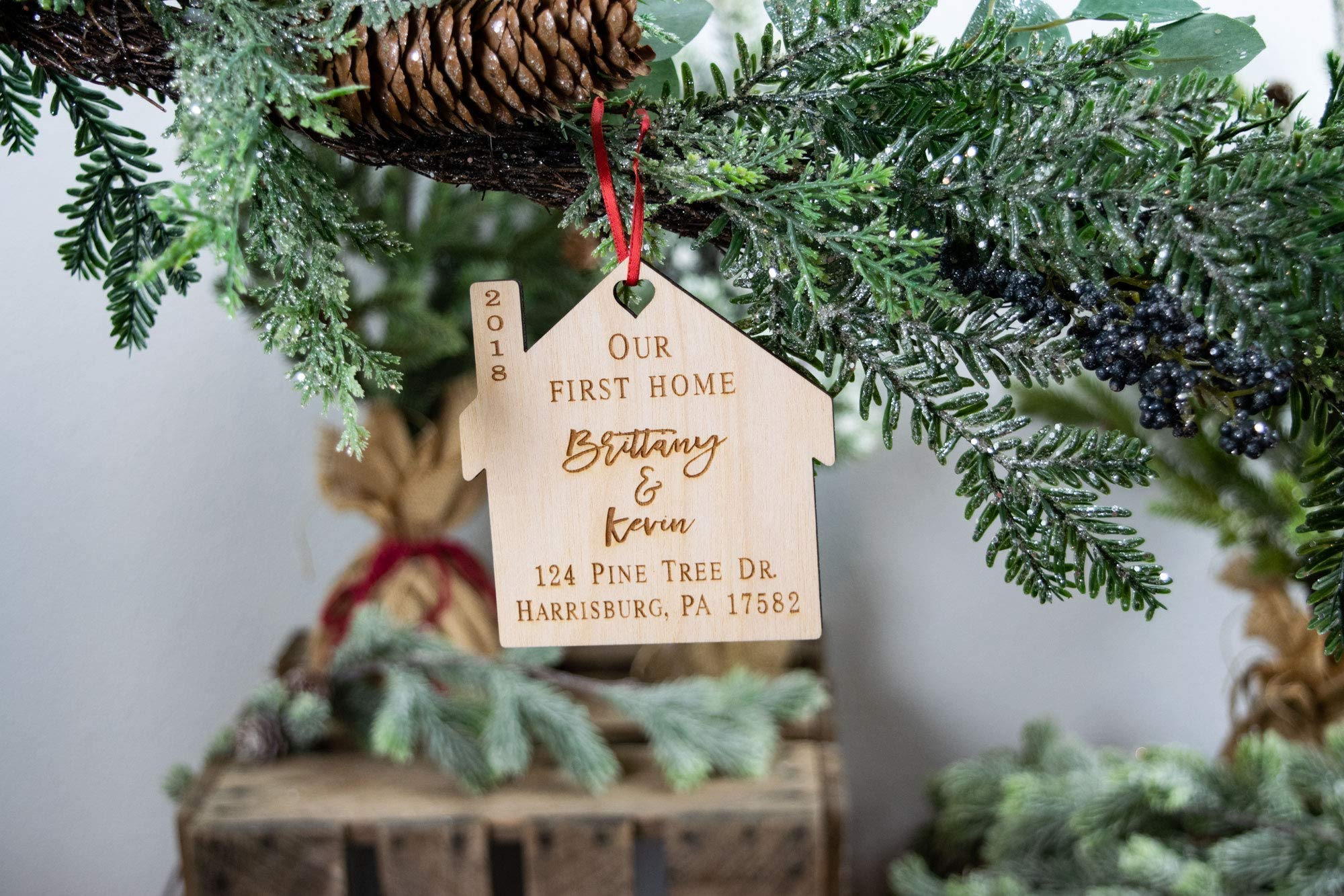 Personalized Our First Home Ornament - New House Gift for 2020, Real Estate Closing Gift, Custom Housewarming Present with Address - Perfect for New Homeowners & Housewarming Parties