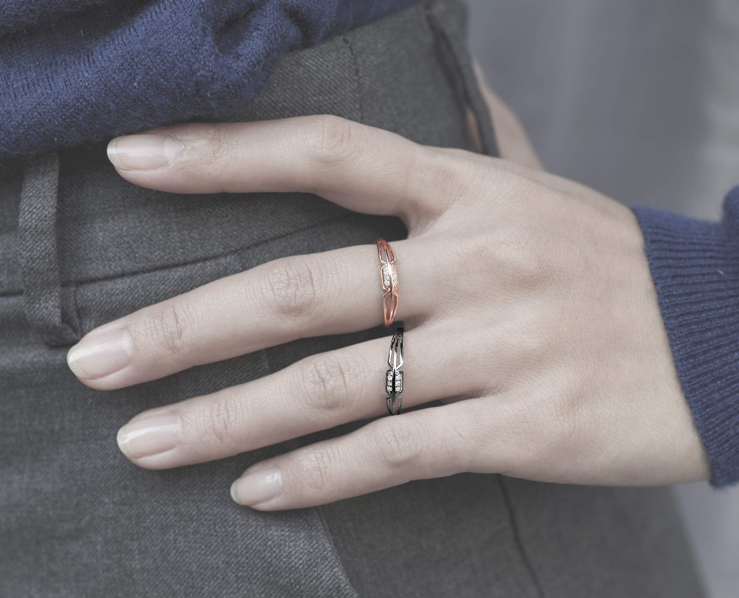 14K Rose Gold Diamond Engagement Ring for Women - Handmade Minimalist Rectangle Wedding Band by Majade | Perfect for Proposals, Anniversaries & Special Occasions