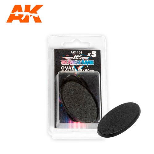 AK Interactive AK1108 Wargame Oval Base 35X60mm - 10pc Miniature Bases for Tabletop Gaming, Warhammer & Diorama Scenes - Perfect for Wargaming Terrain and Model Display
