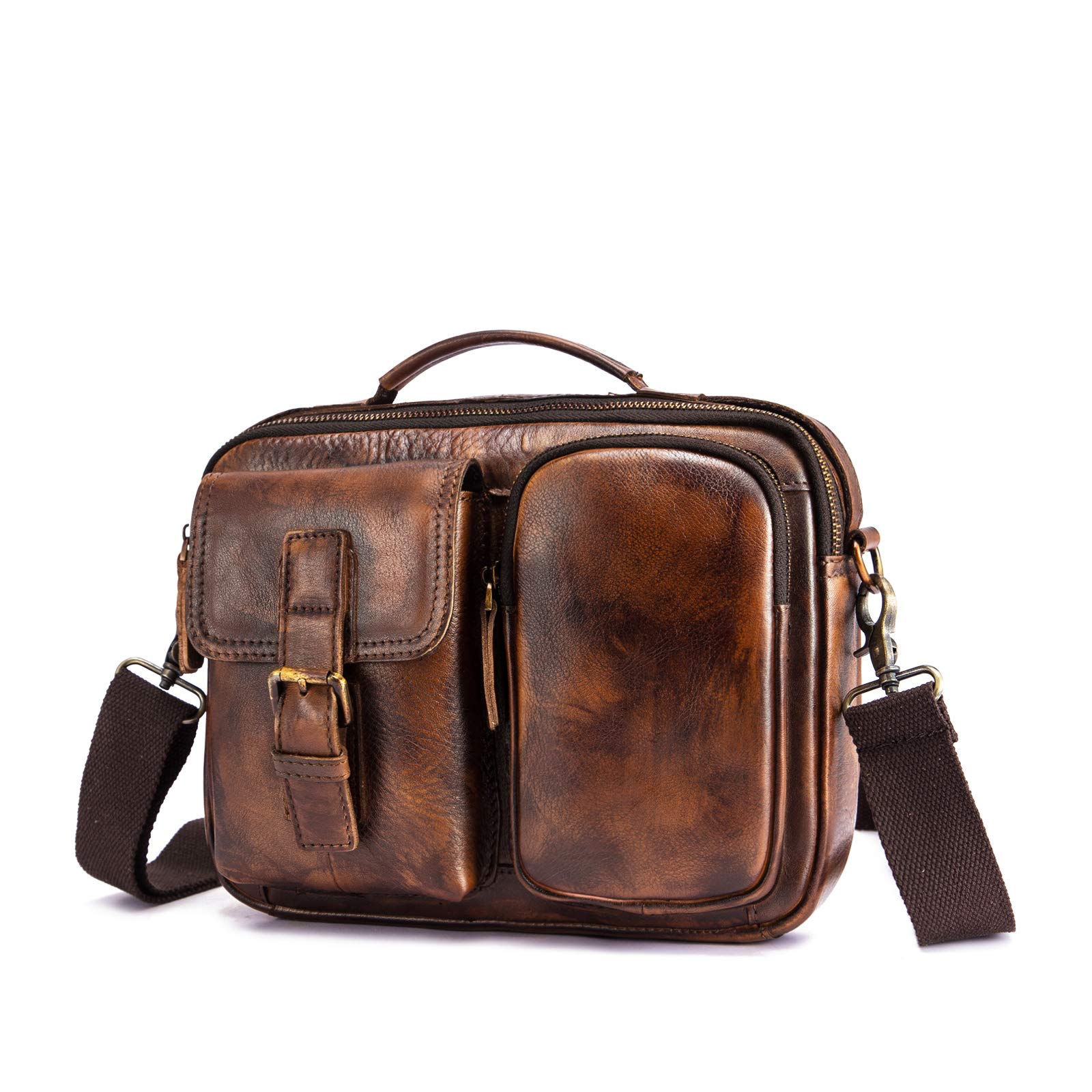 Original Leather Cross Body Messenger Bag for Men - Stylish Shoulder Satchel Tote with 10