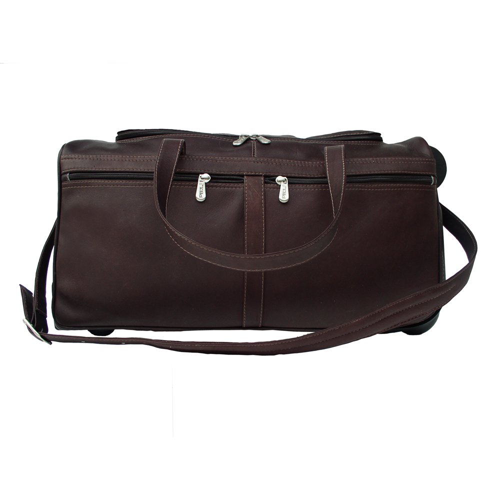 Premium Chocolate Brown Leather Duffel Bag with Wheels - Spacious Travel Luggage for Men & Women - Ideal for Business Trips, Gym, Weekend Getaways & Air Travel