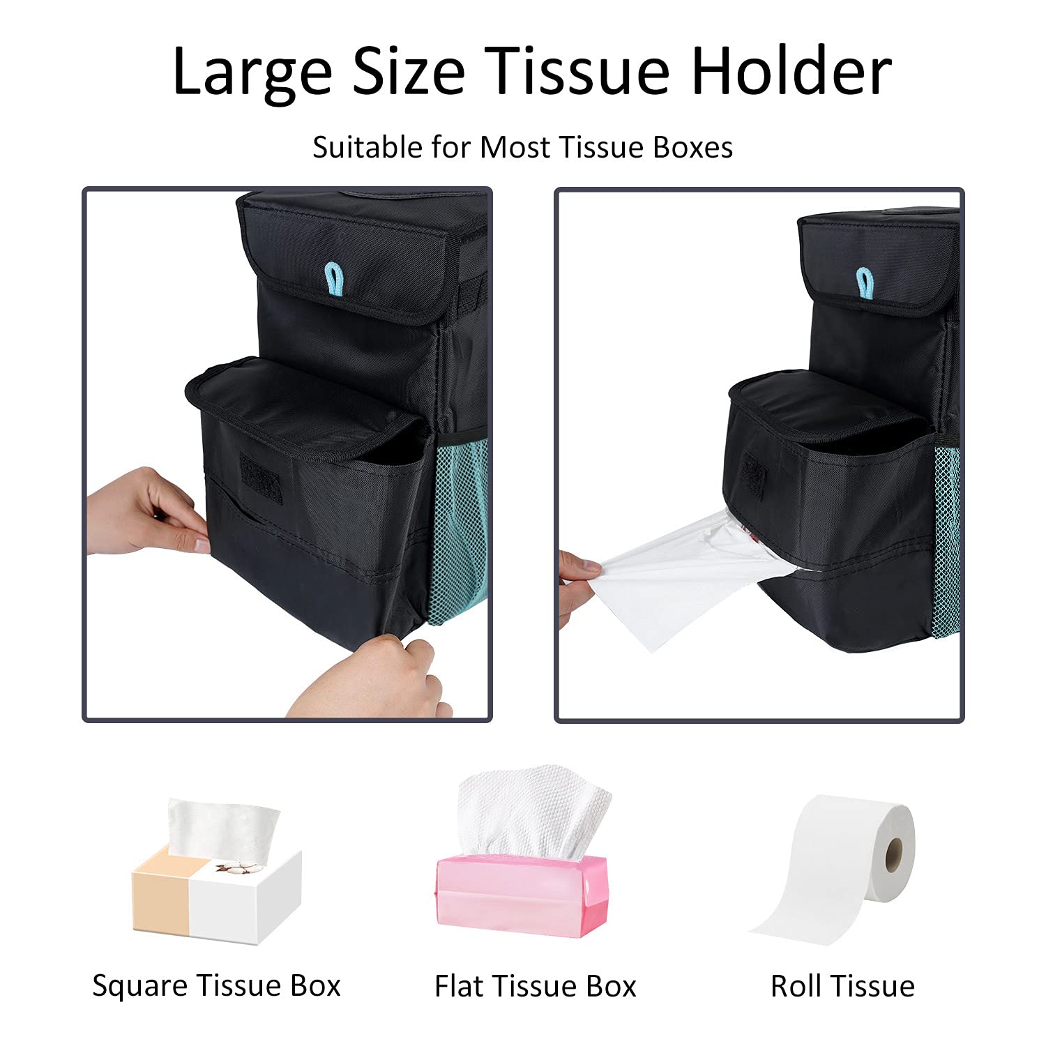 Foldable Car Trash Can - 3 Gallon Leakproof Auto Garbage Bin for Vehicles (Black/Blue) | Ideal for Road Trips, Commuting & Keeping Your Car Clean