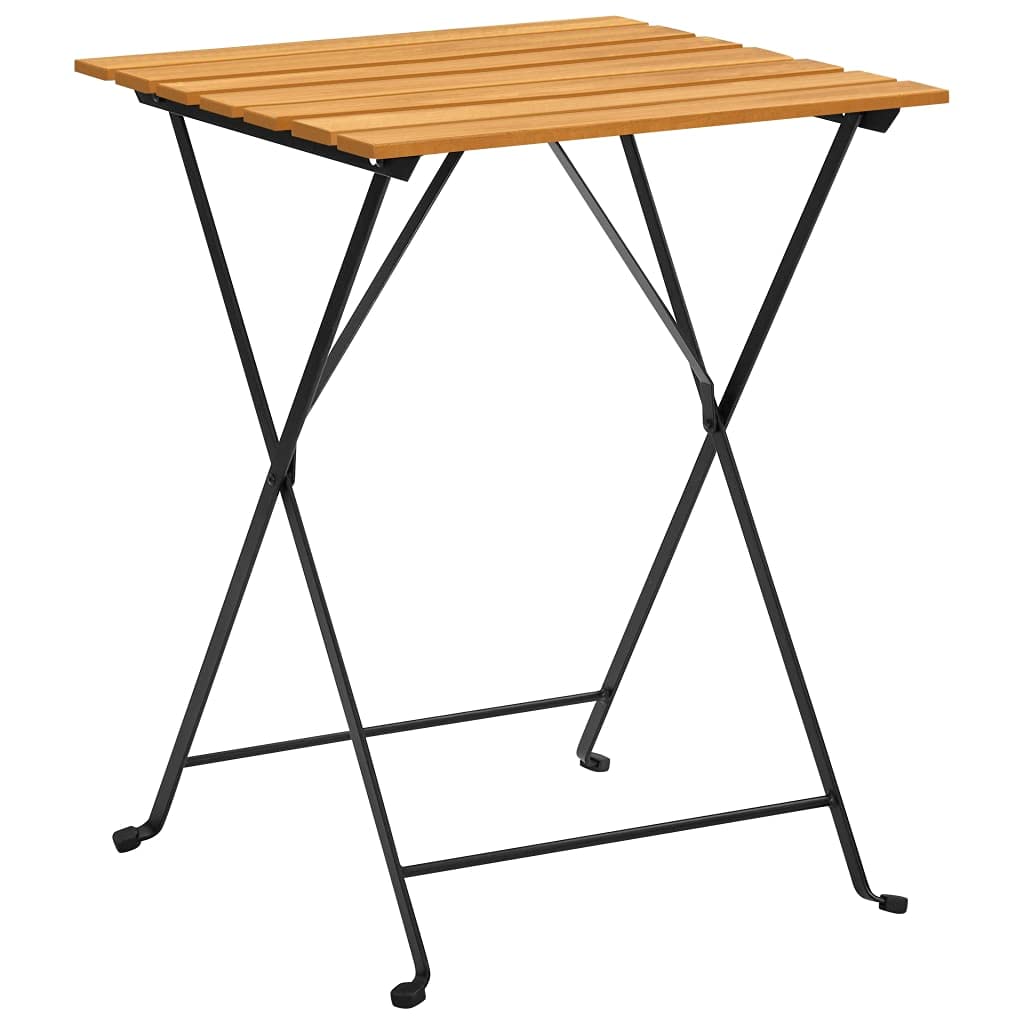 Acacia Wood Folding Bistro Table 21.7x21.3x28 Inch - Compact Outdoor Dining Table for Patio, Balcony, Garden, Poolside & Small Spaces - Fast Shipping