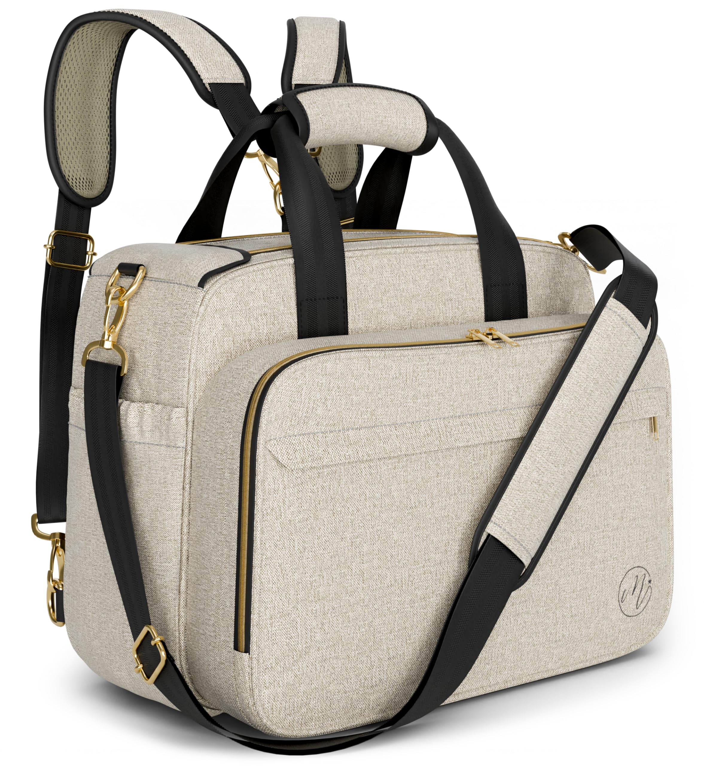 4-in-1 Convertible Diaper Bag for Boys & Girls - Multifunctional Baby Travel Bag Transforms to Backpack, Tote, Stroller & Crossbody Bag - Beige Baby Shower Gift for New Moms - Perfect for Daycare, Travel & On-the-Go Parenting