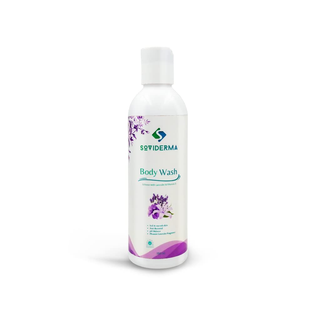 Soviderma Vitamin E Body Wash for Glowing Skin - Deep Cleansing & Brightening Formula with Lavender | Hydrating Shower Gel for Dry, Sensitive Skin | Perfect for Daily Use & Spa-Like Relaxation