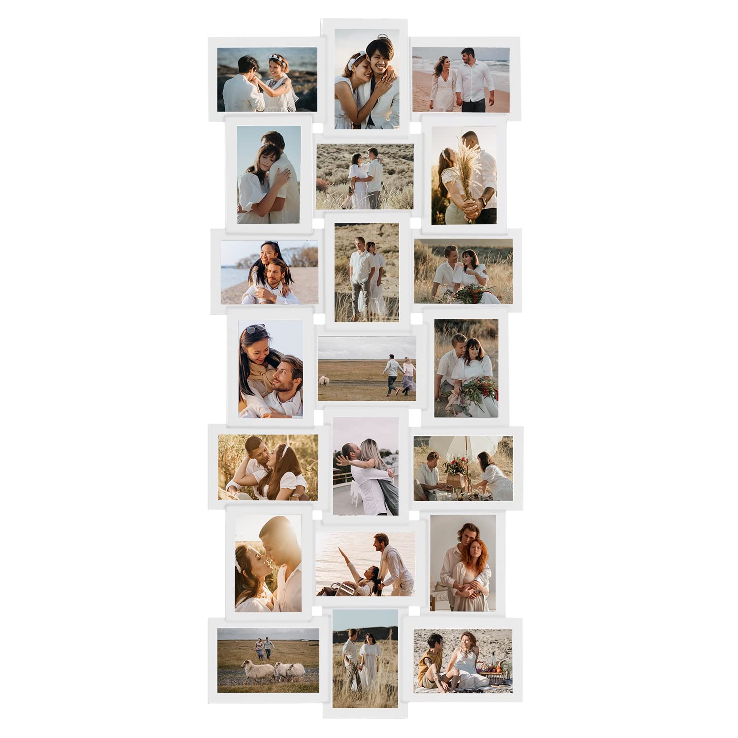 J.M.Deco 21-Opening Collage Picture Frame Set for Wall Decor - 4x6 Photo Frames for Family & Friends Reunion - Perfect for Living Room, Bedroom, Office & Dorm Decor - White
