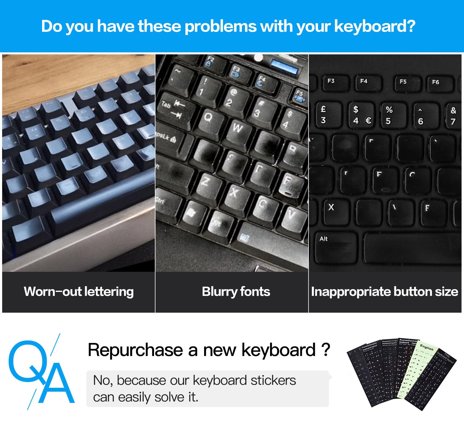 Russian Keyboard Stickers - Cyrillic Letters for PC & Laptop - Home & Office Use