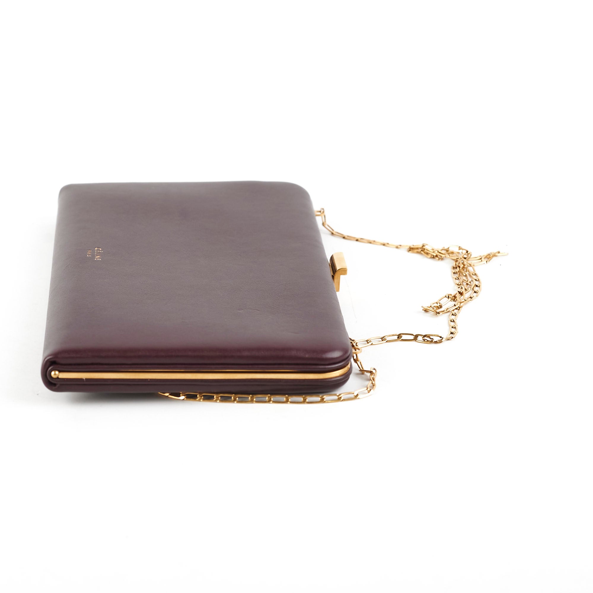 Celine Burgundy Leather Wallet On Chain Crossbody Bag for Women | Luxury Designer Handbag for Parties, Date Night & Evening Events