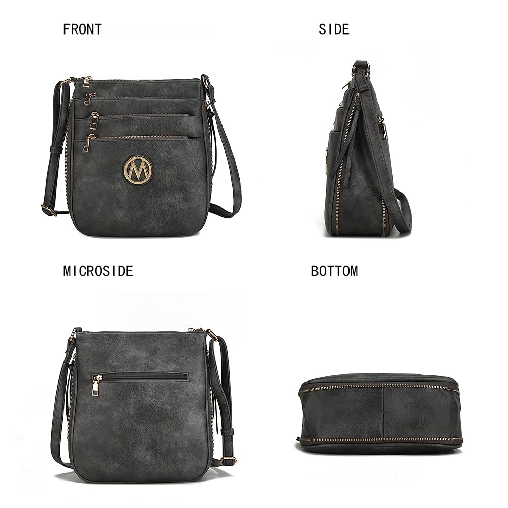 MKF Collection Women's PU Leather Crossbody Bag - Stylish Messenger Purse with Adjustable Shoulder Strap - Perfect for Work, Travel & Everyday Use by Mia K