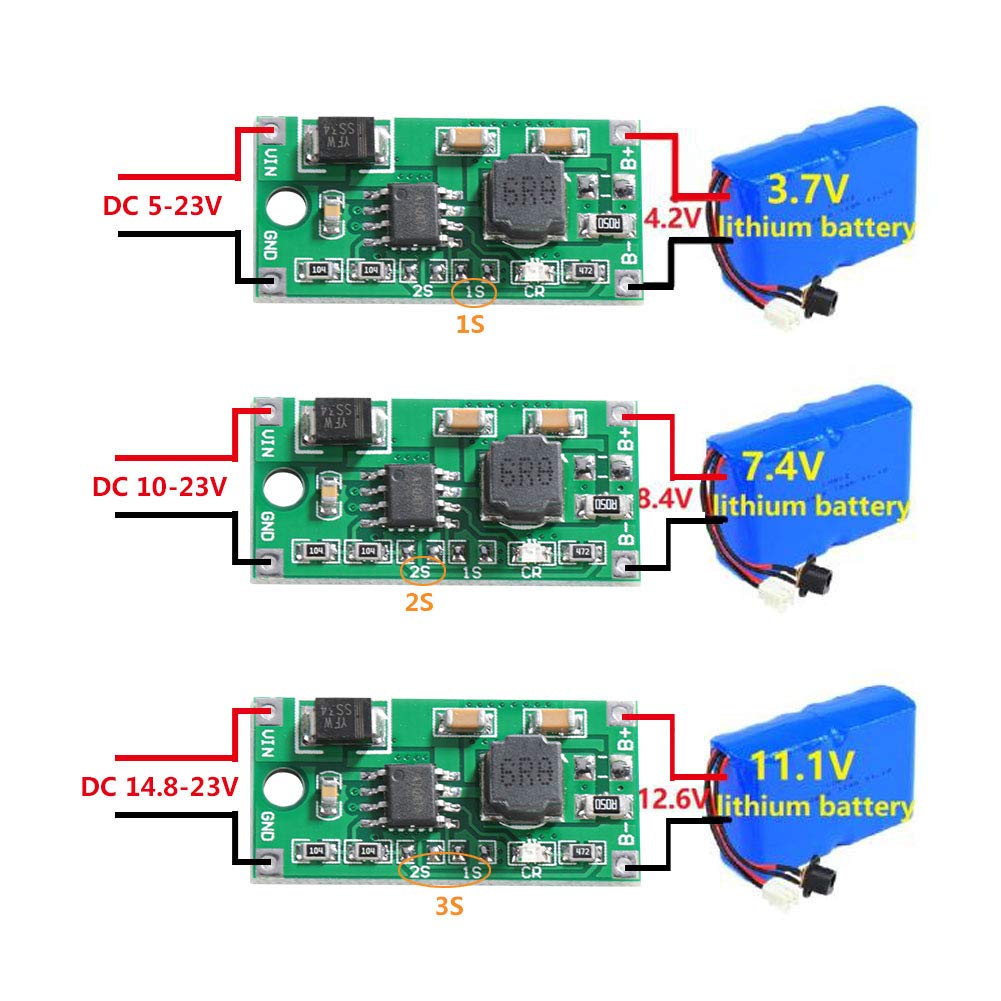 2S-05A Multi-Cell Li-Ion Battery Charger Module with Voltage Stabilizer - Solar Charging for Portable Devices, DIY Projects & Emergency Power Supply