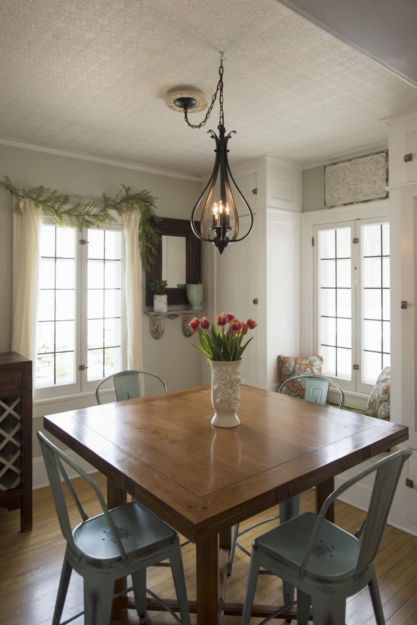 VAXCEL Monrovia 3-Light Bronze Teardrop Candle Chandelier - Elegant Dining Room & Kitchen Island Lighting Fixture