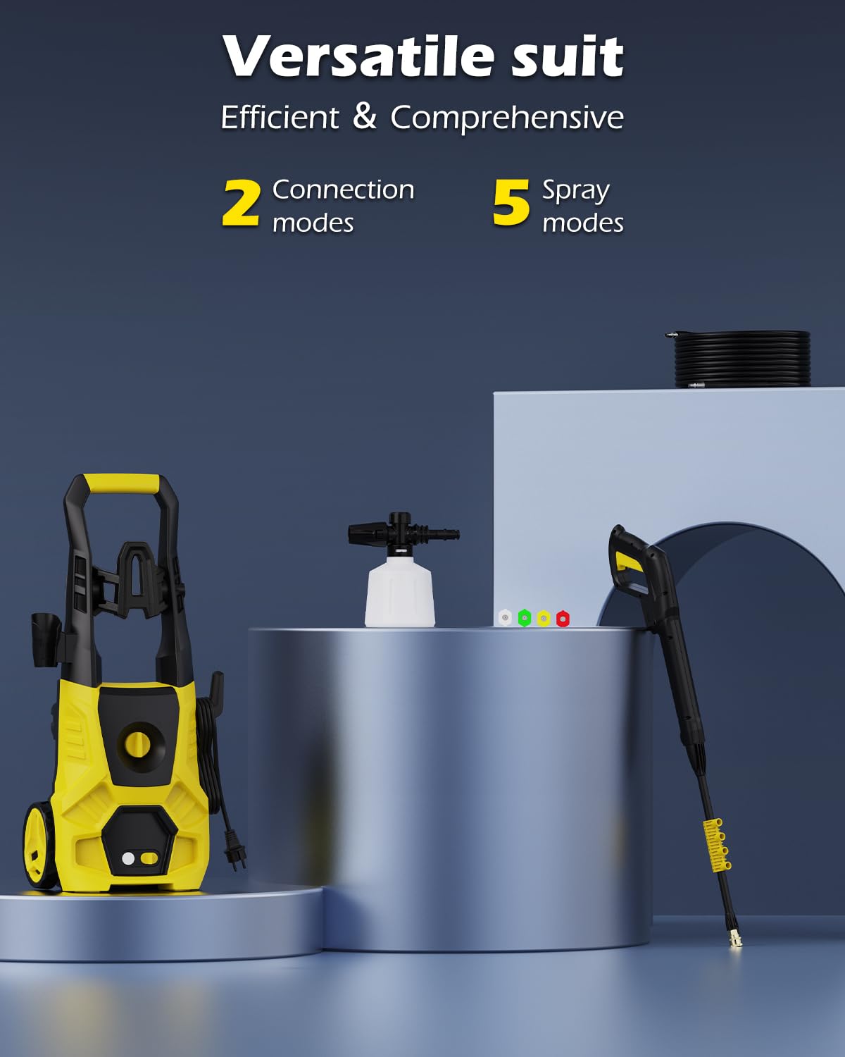 4800 PSI Electric Pressure Washer with Foam Cannon - 3.0 GPM High Power Cleaning Machine, 35FT Cord & 4 Nozzles - Perfect for Cars, Fences, Driveways, Patios and Home Deep Cleaning - Heavy Duty Outdoor & Indoor Cleaning Solution