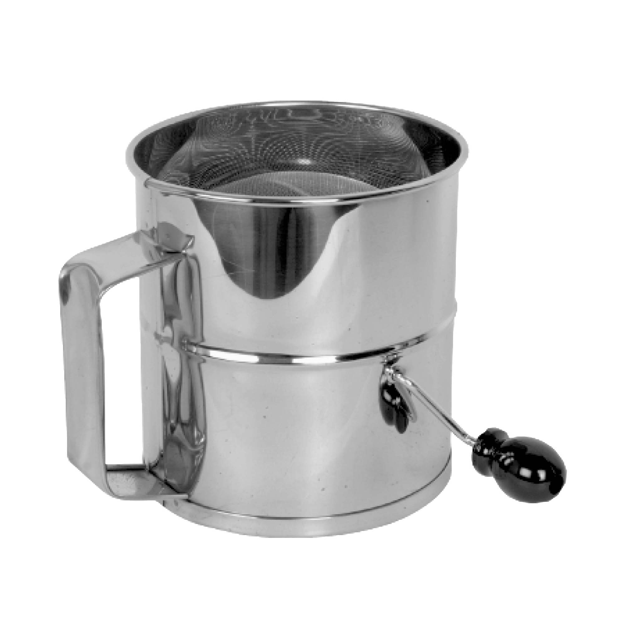 Thunder Group SLFS008 8 Cup Stainless Steel Rotary Flour Sifter - Professional Powdered Sugar & Baking Flour Sifter for Home Bakeries, Cake Decorating & Pastry Making