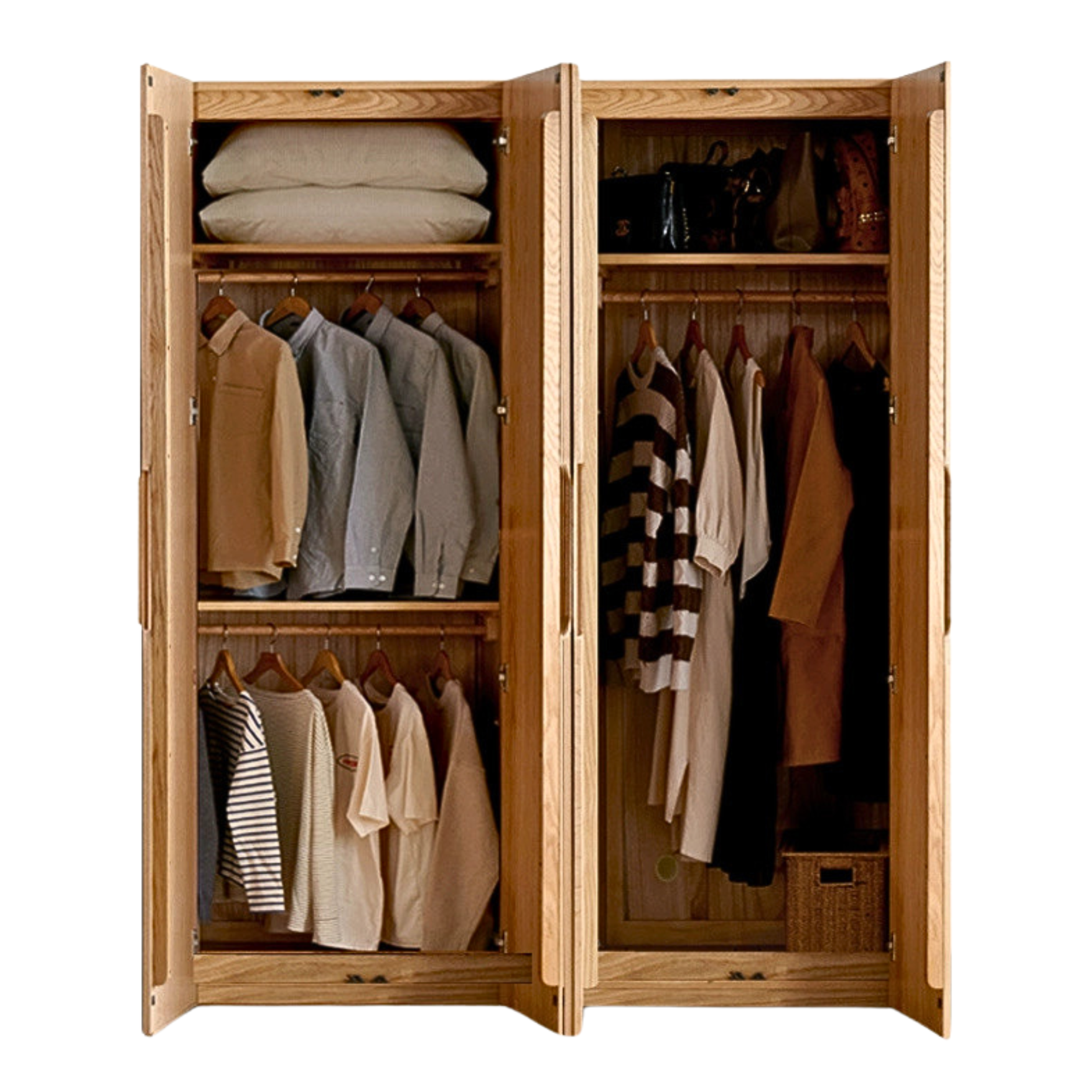Solid Oak Wood Wardrobe - Premium Quality, Spacious Storage for Bedroom, Closet & Home Organization