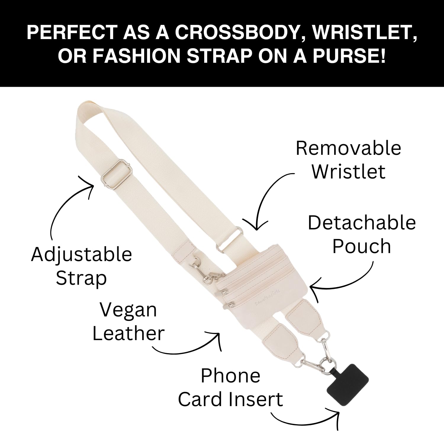 Clip & Go Phone Strap with Zipper Wallet Pouch – Cross Body Phone Chain for Purse & Badge Holder – Perfect for Travel, Shopping, and Everyday Use