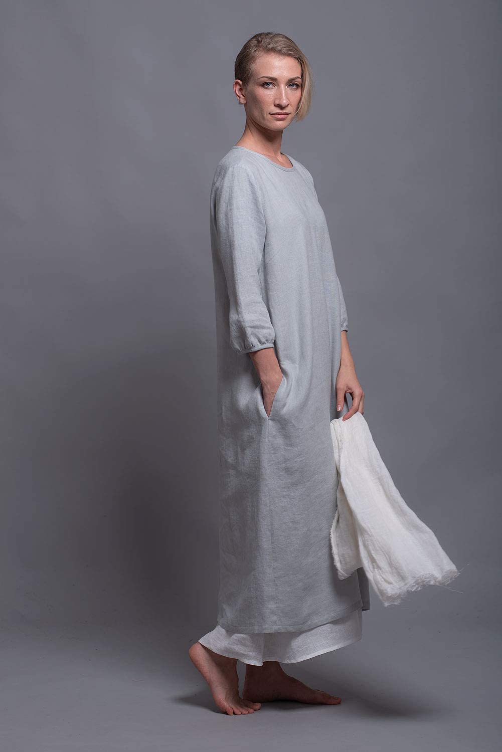 Stylish NIKA Women's Long Sleeve Maxi Dress with Pockets - Plus Size Linen Summer Dress in 31 Colors | Perfect for Beach Vacations, Date Nights & Casual Outings