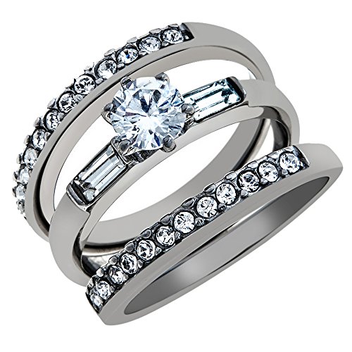1Ct Round & Baguette Wedding Ring Set for Women Size 5-10 - Perfect for Proposals & Anniversaries