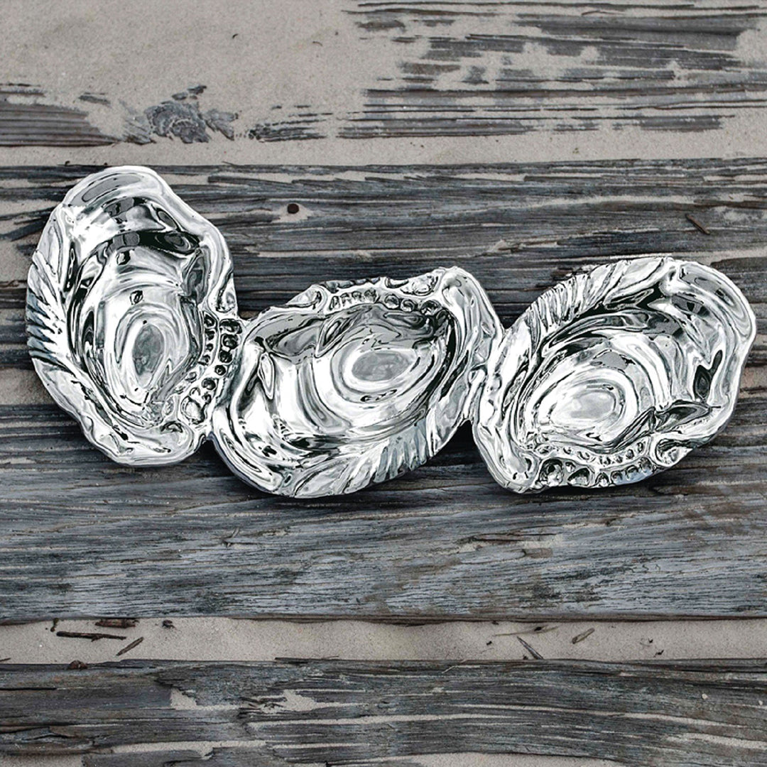 Beatriz Ball OCEAN Triple Oyster Dip Bowl - Elegant Glass Serving Dish for Seafood, Appetizers & Entertaining - Perfect for Parties, Weddings & Home Decor