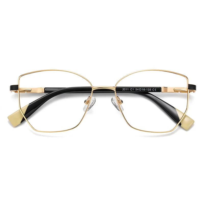 Brightzone Women's Full Rim Square Cat Eye Alloy Eyeglasses Frame 73011 - Stylish & Lightweight for Work, Reading & Fashion Accessories