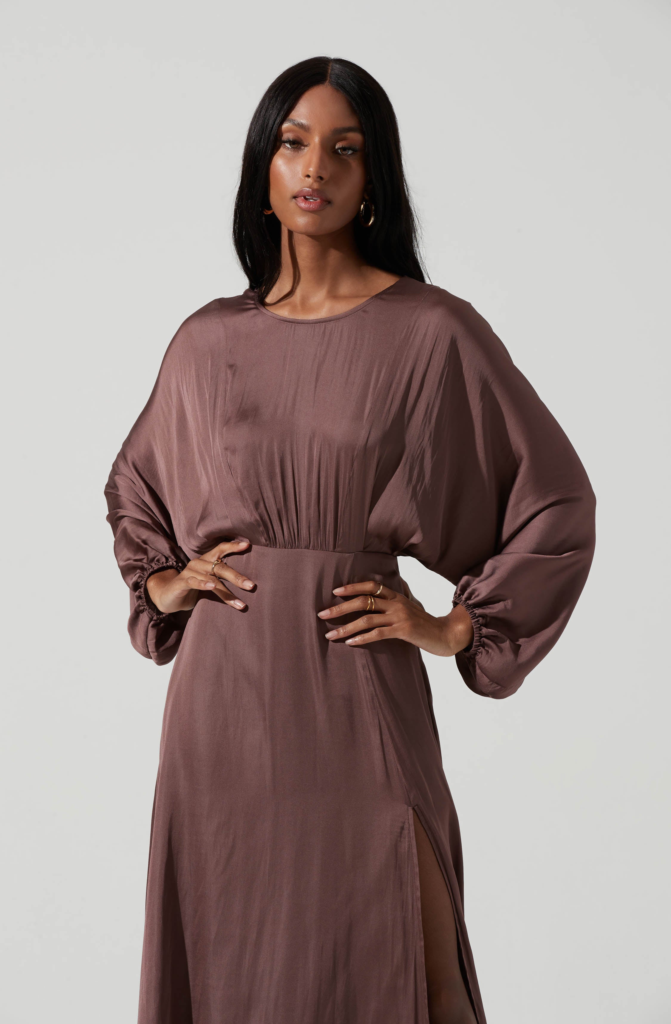 Marin Dolman Sleeve Midi Dress - Flowy Boho Chic Women's Dress for Casual Wear, Date Night & Summer Outfits