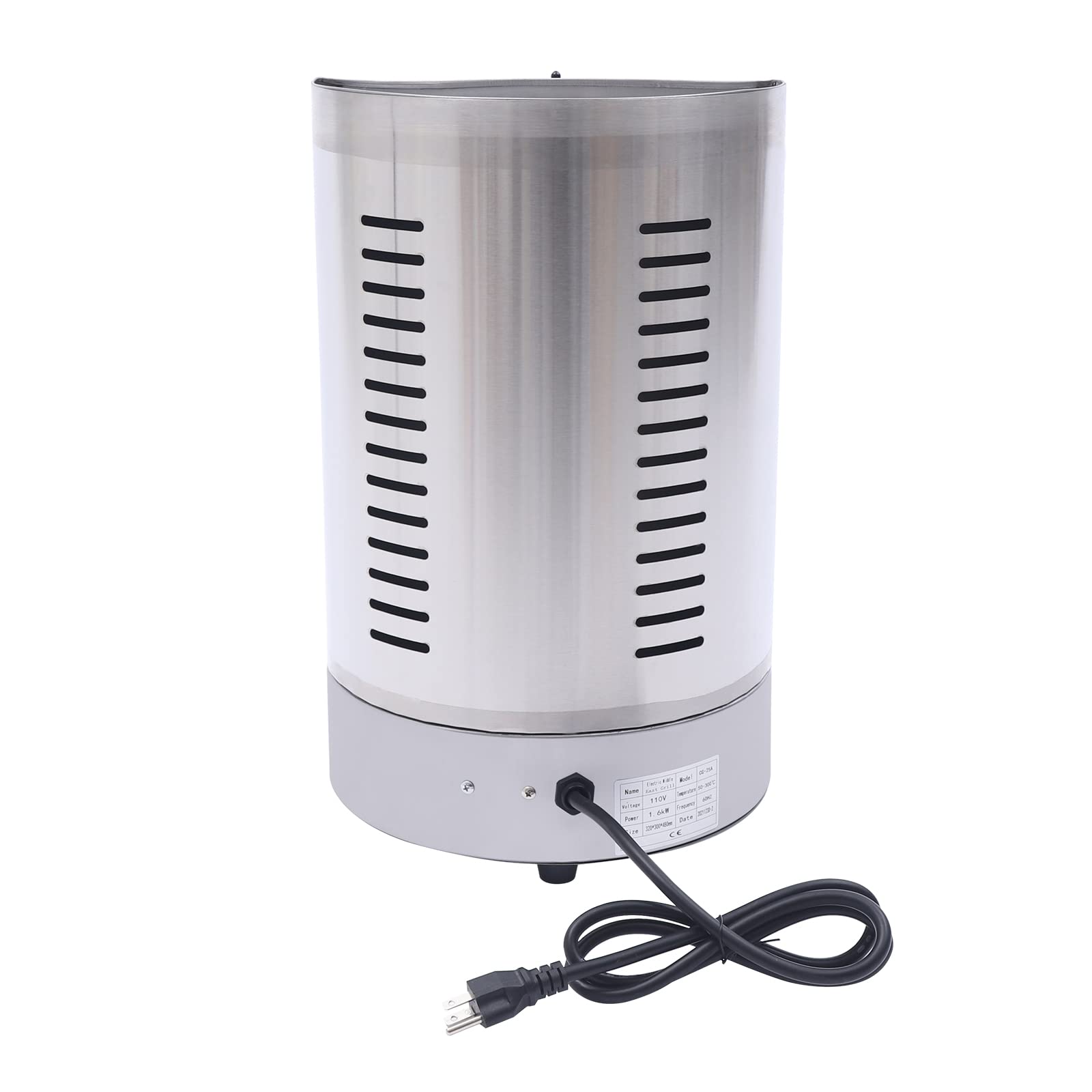 1600W 110V Electric Shawarma Machine - Vertical Rotisserie Grill for Doner Kebab, Gyro & BBQ - Commercial & Home Use (US Stock) - Perfect for Restaurants, Food Trucks & Outdoor Cooking