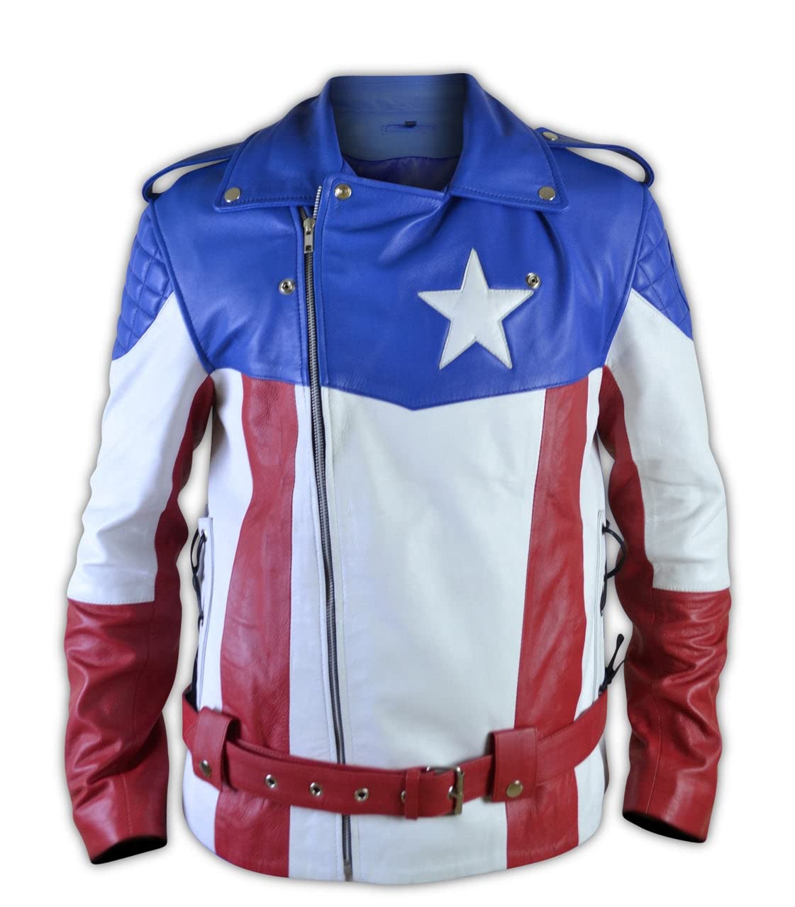 USA Flag Biker Leather Jacket with Side Zipper - Patriotic Motorcycle Jacket for Men & Women | Perfect for Riding, Independence Day, and American Pride Events